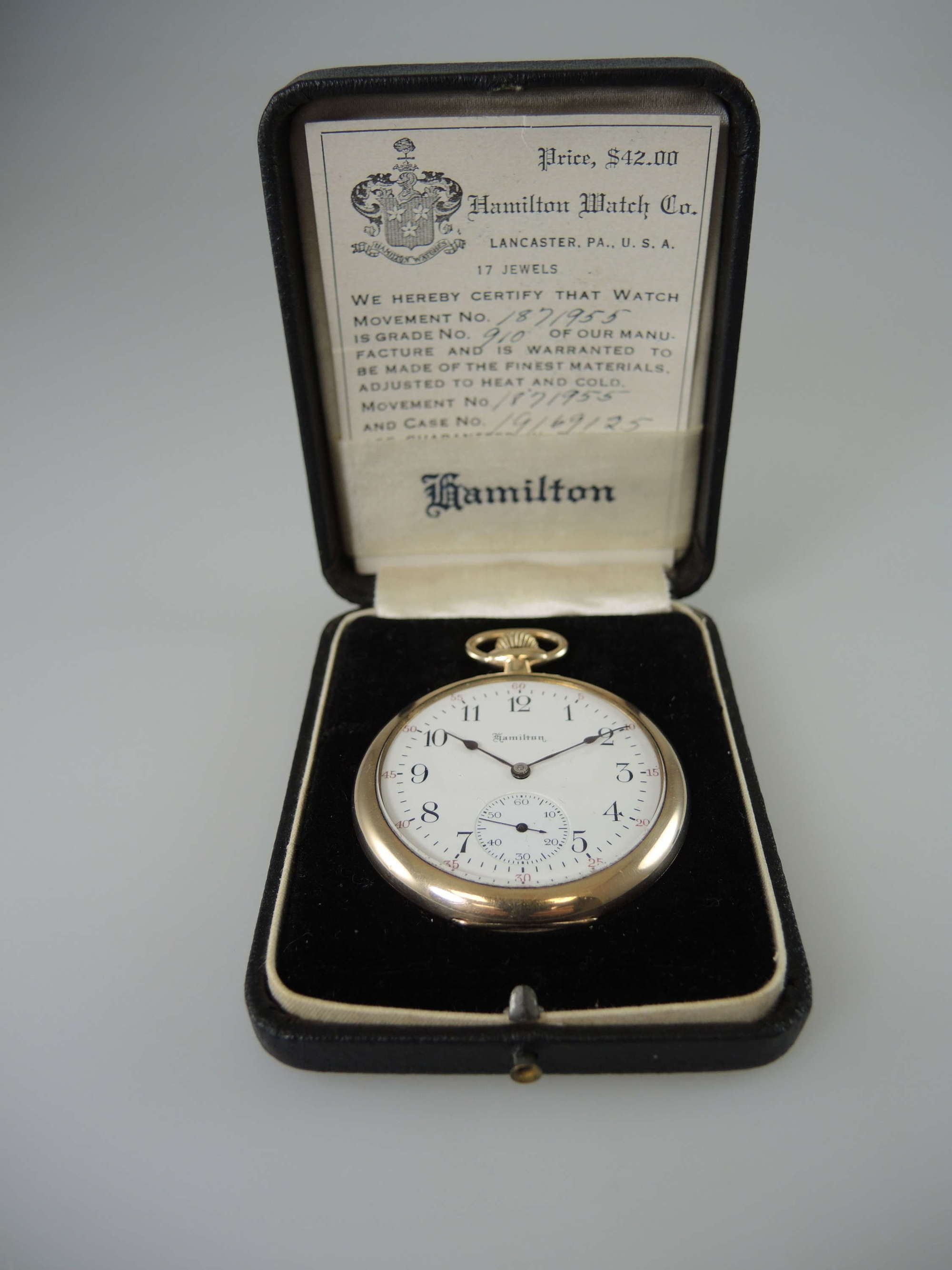 Vintage Hamilton pocket watch in its original box c1920