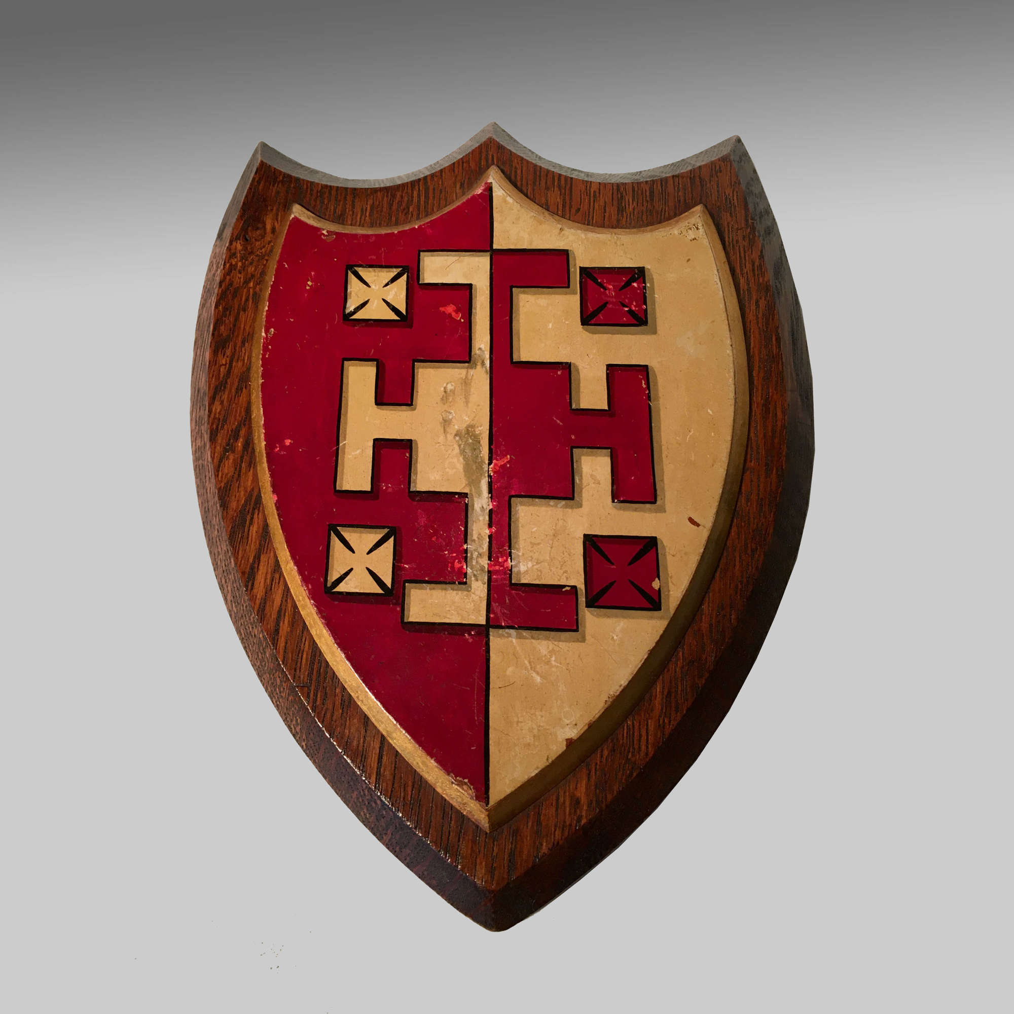 Armorial oak shield, the arms of Selwyn College, Cambridge