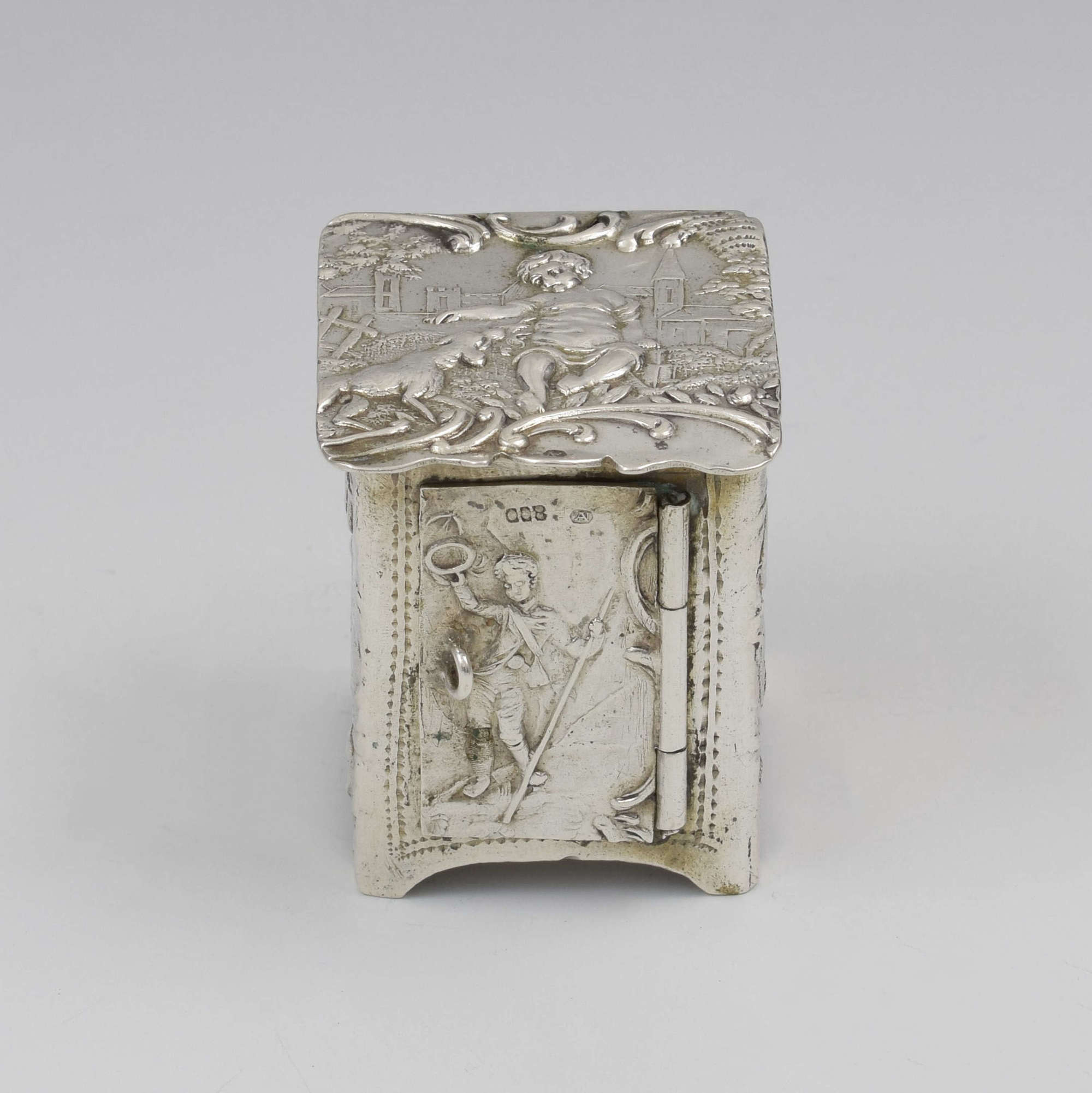 Continental Novelty Silver Miniature Furniture Cupboard Cabinet