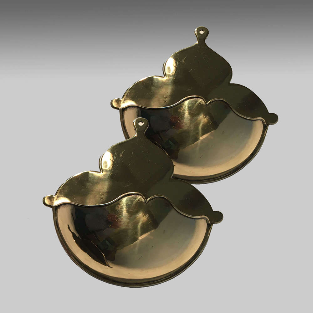 Pair 19th century cast brass spill holders or wall pockets