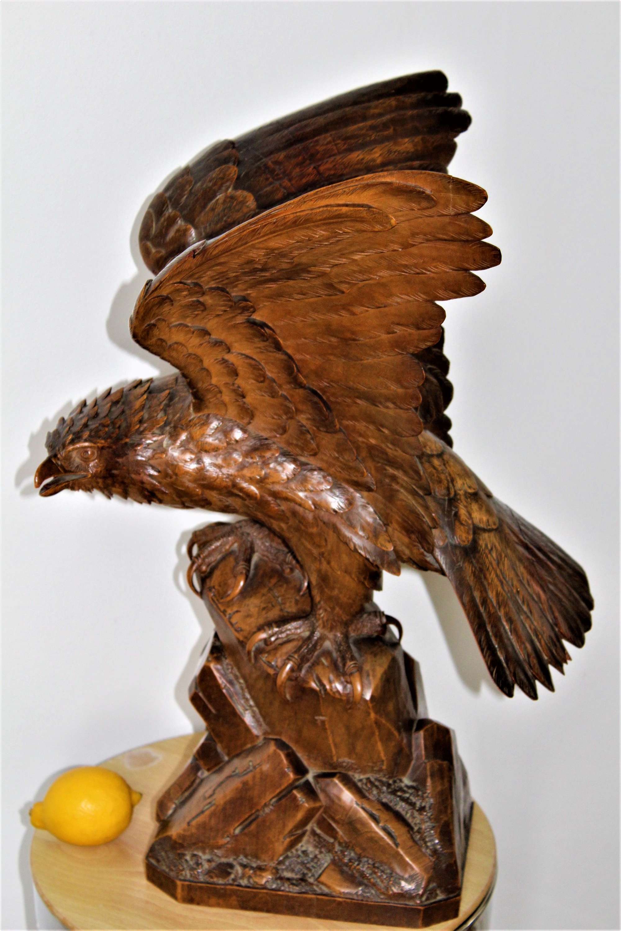 A Superb And Finely Carved Wood Eagle Of Large Porportions