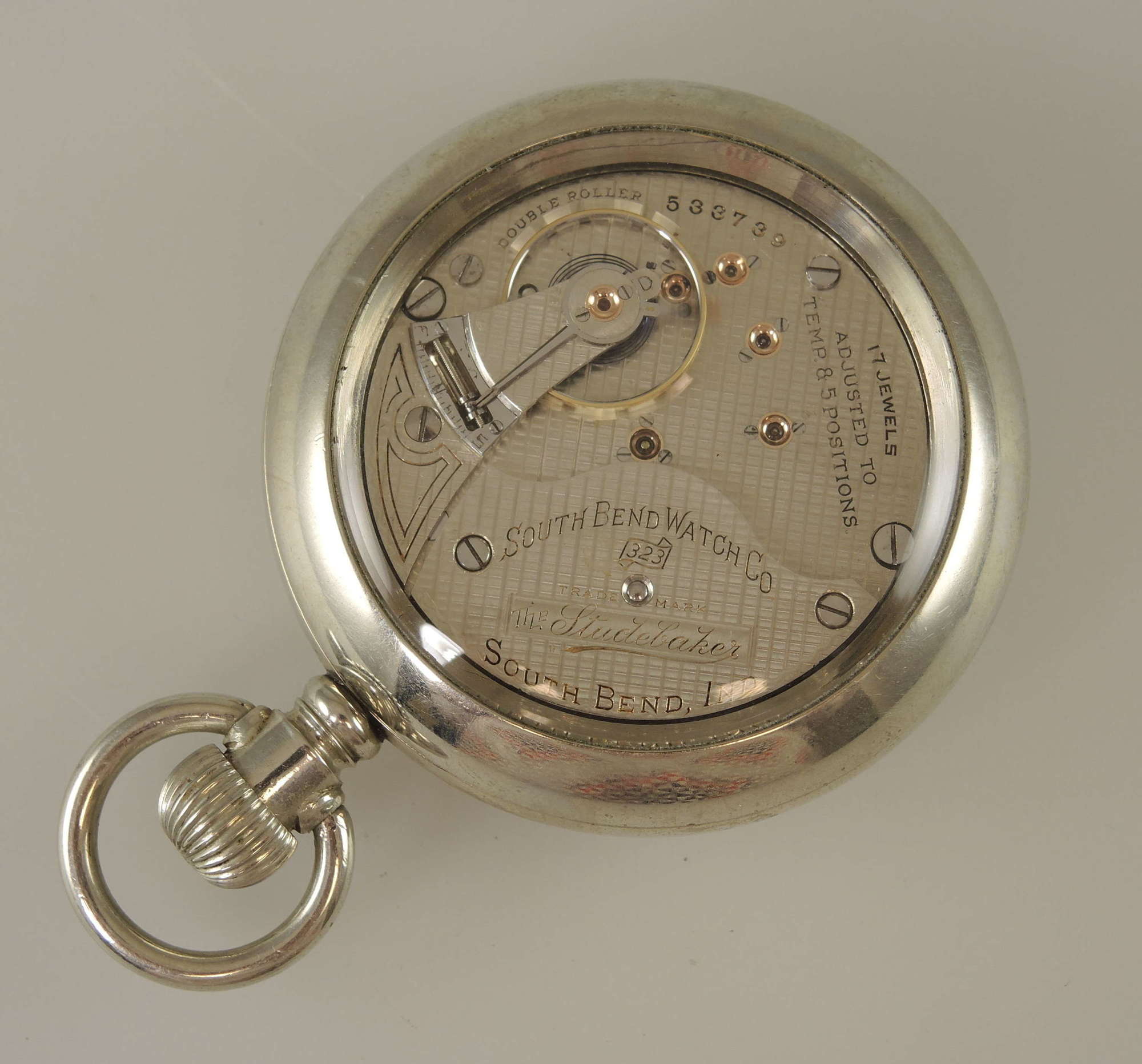 18s 17J South Bend The Studebaker 323 display cased pocket watch c1908