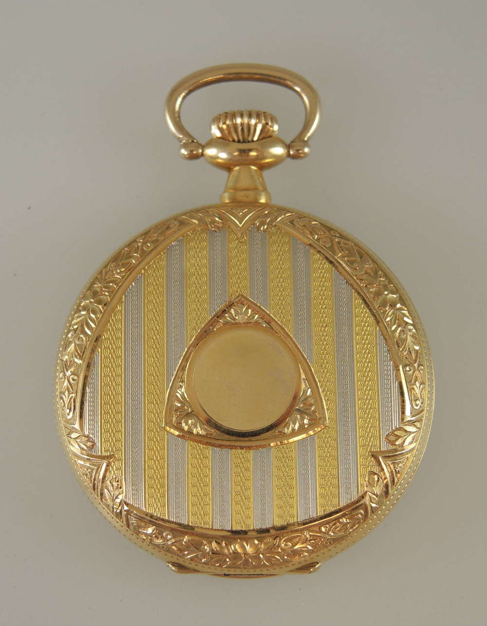 Solid 18K gold 3 colour hunter case pocket watch by Lohengrin c1910