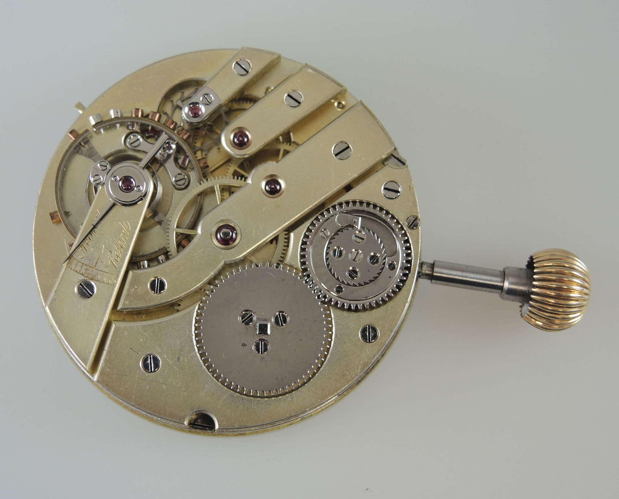 Rare Swiss pocket watch movement with a steel helical hairspring c1890