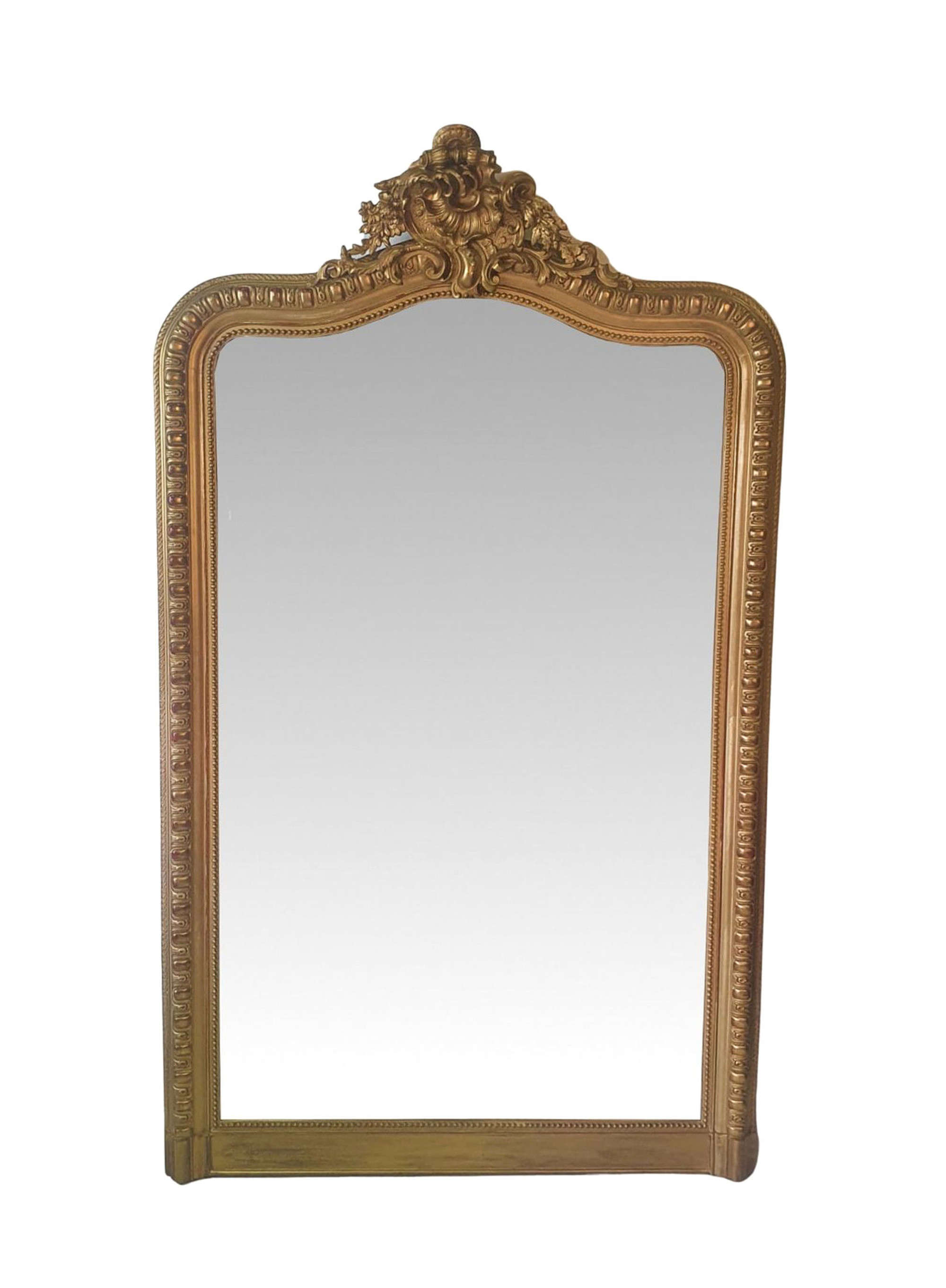 A Fabulous 19th Century Large Gilt Wood Leaner Or Dressing Antique Mirror