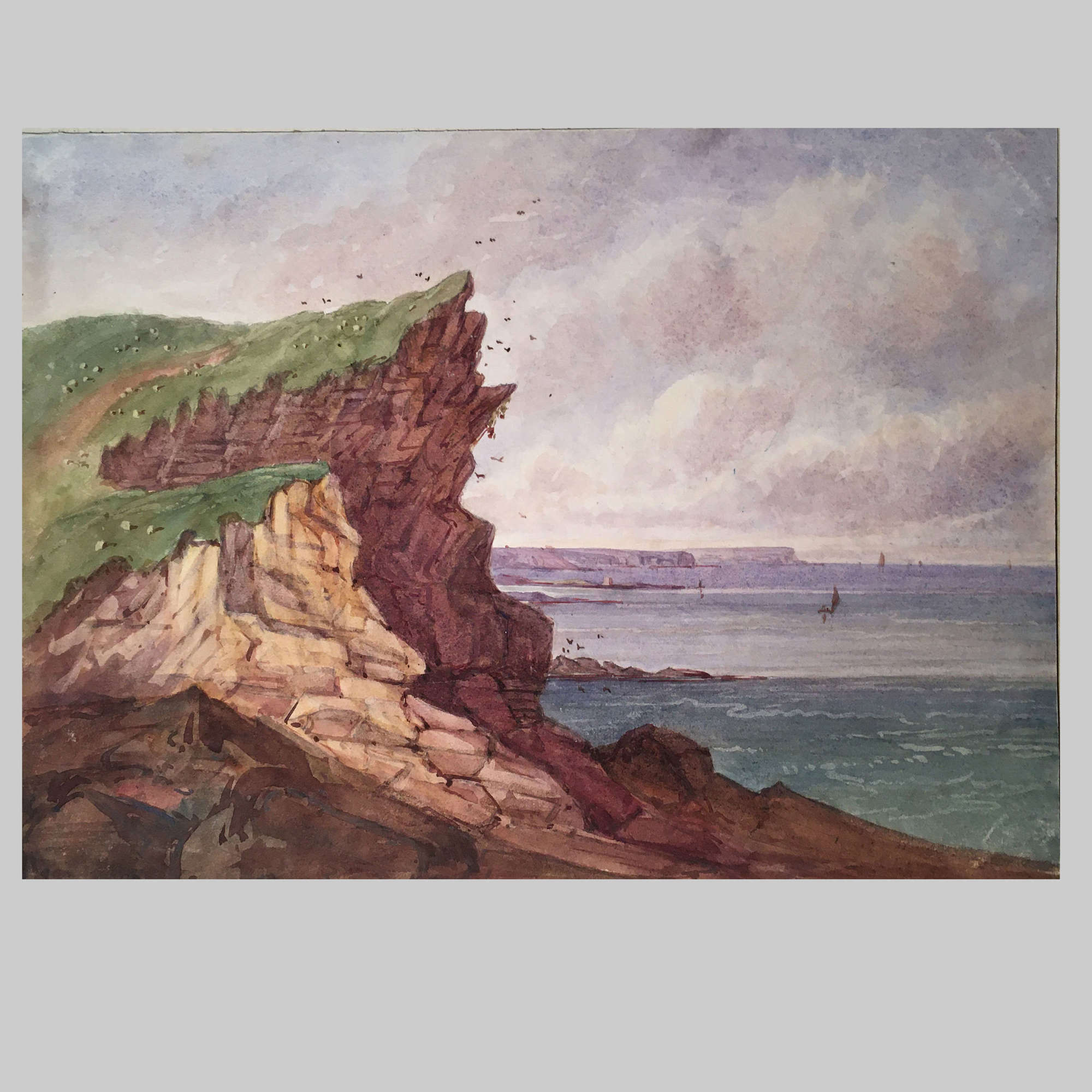 19th century waterolour-Bressay Point by The Hon. Harriet Rushout