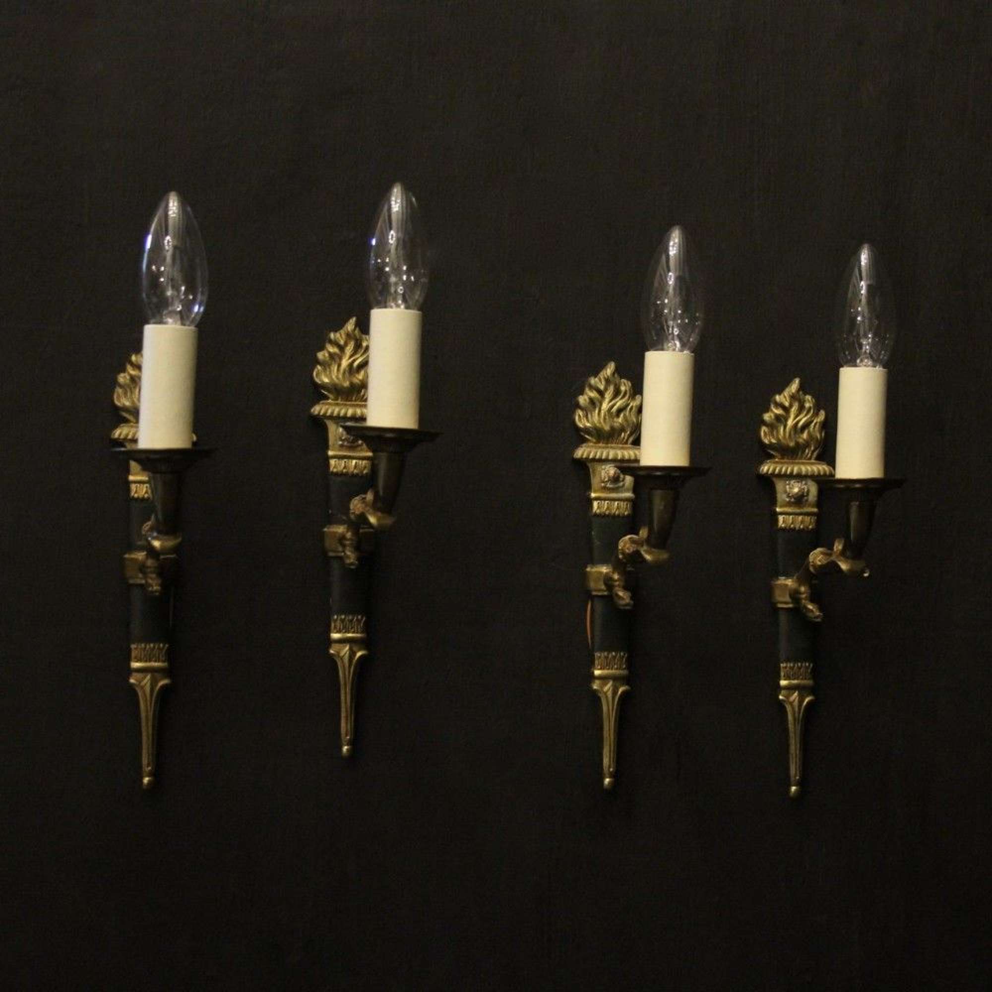 French Set Of 4 Empire Single Arm Antique Wall Lights