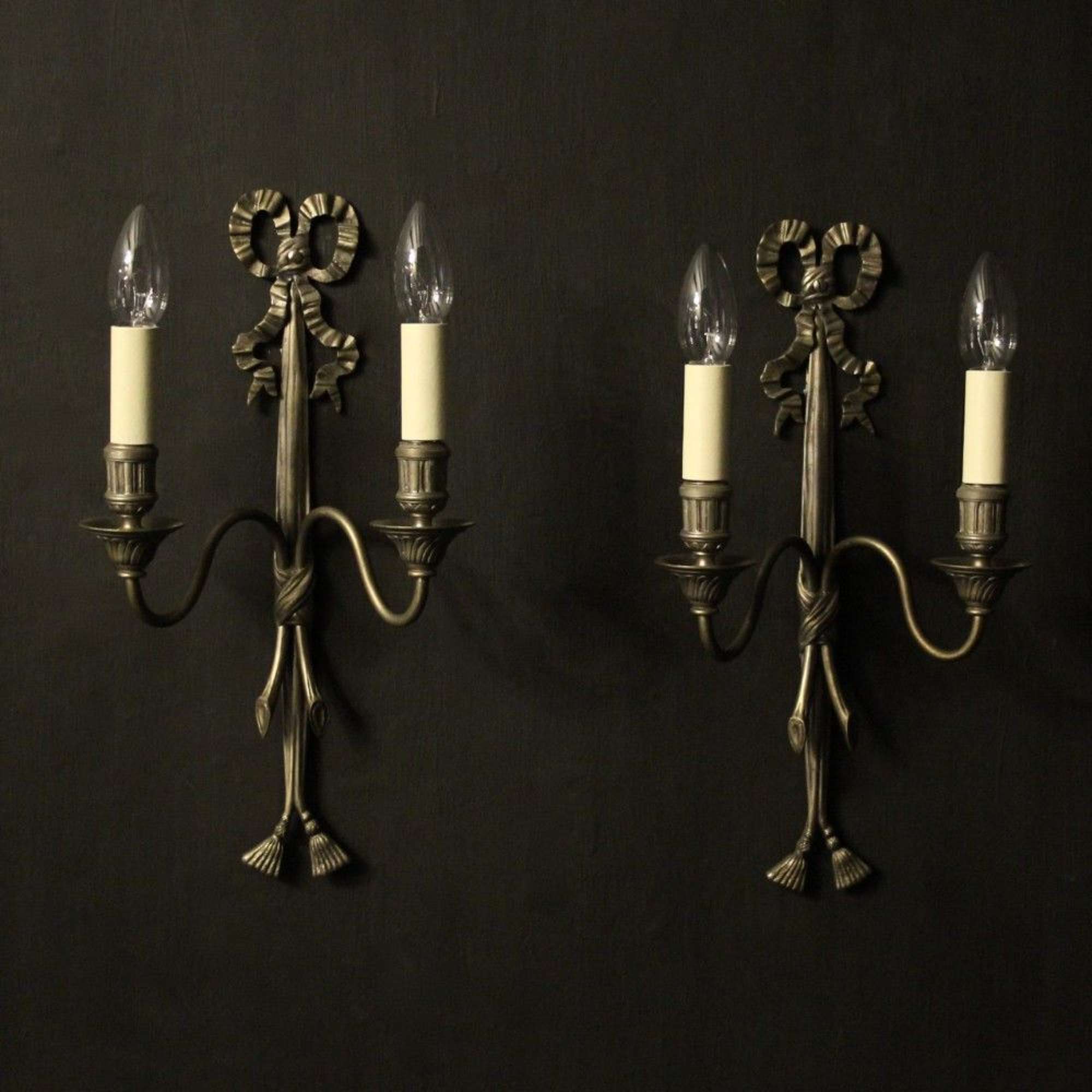 French Silver Gilded Twin Arm Wall Lights