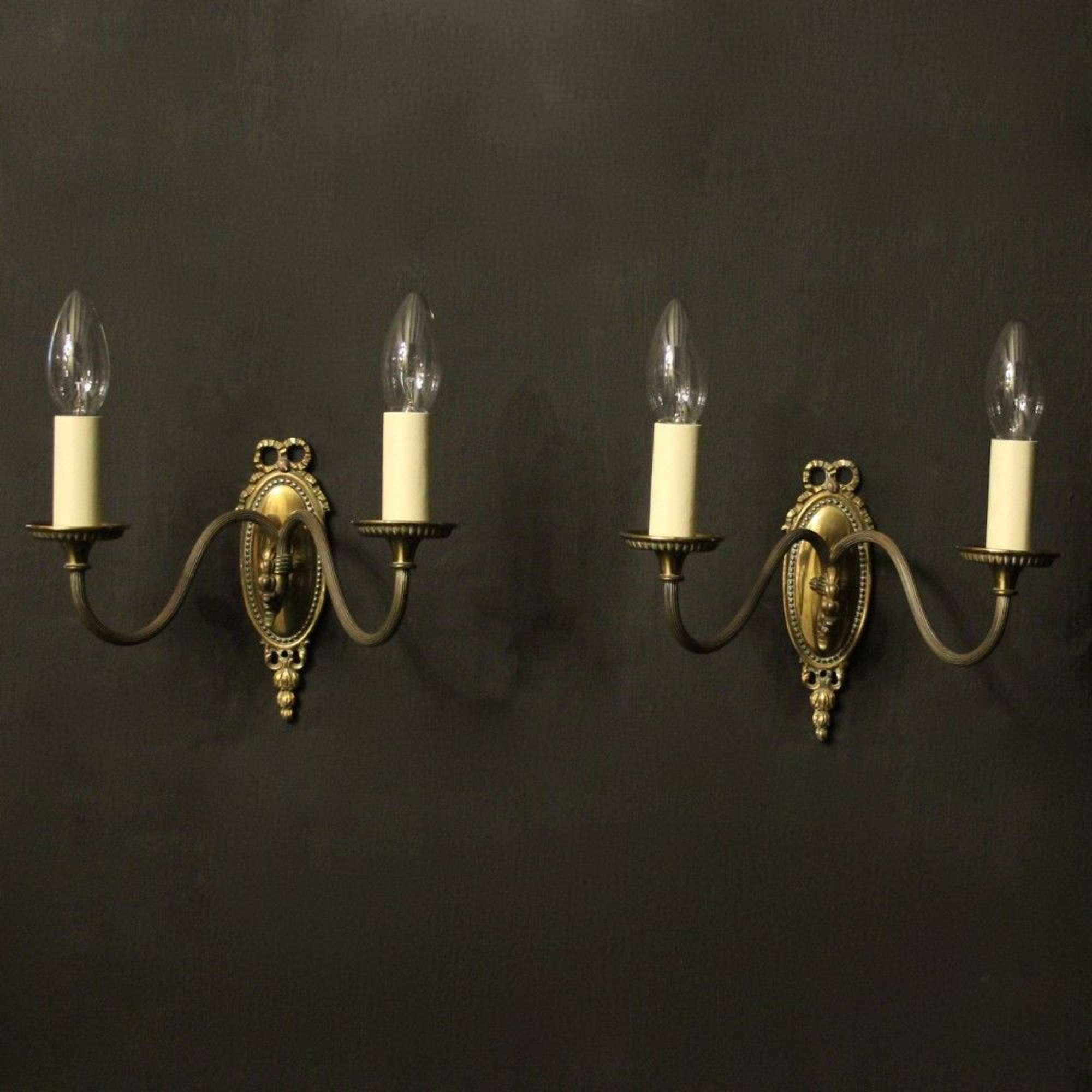 French Brass Twin Arm Antique Wall Lights