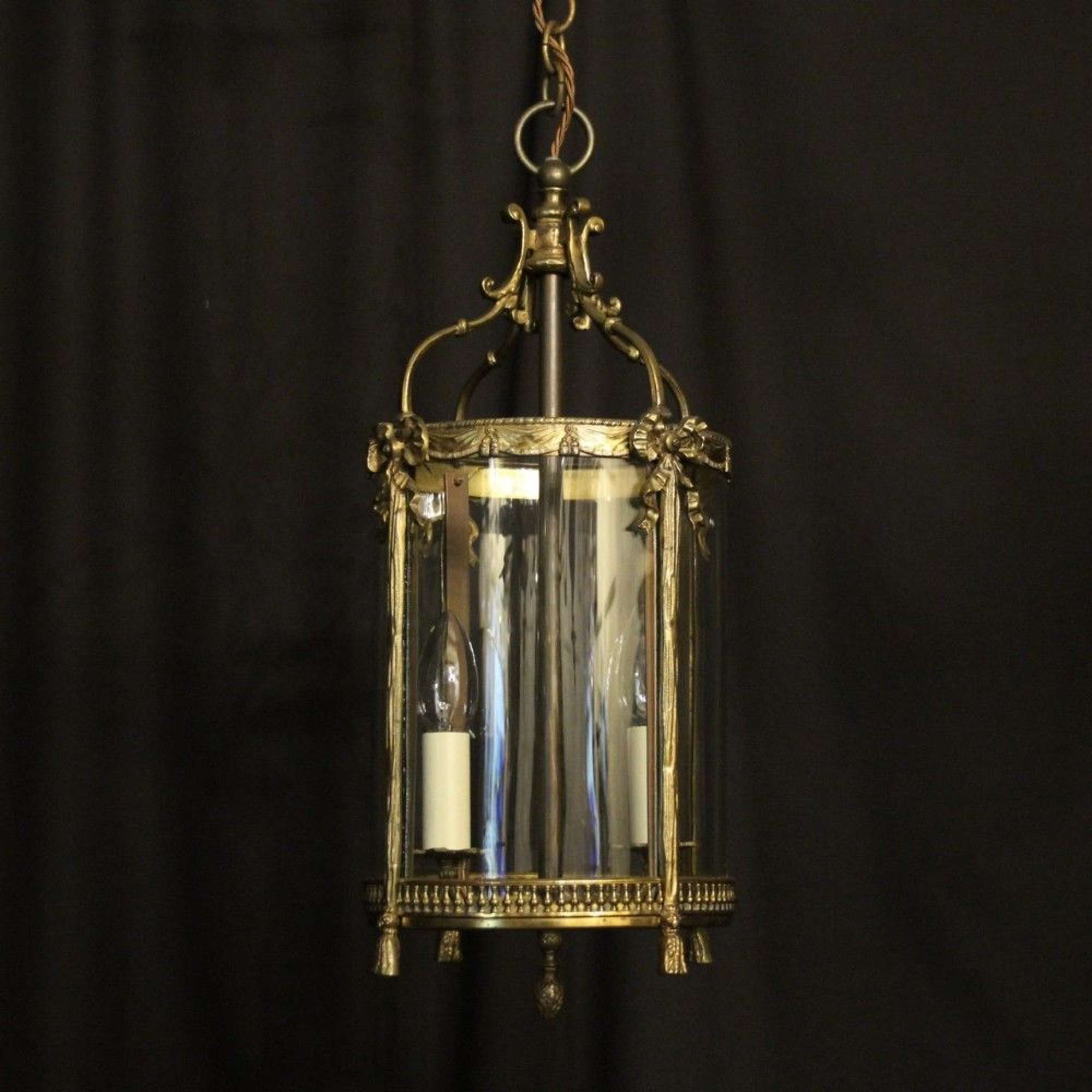 French Gilded Twin Light Convex Antique Lantern