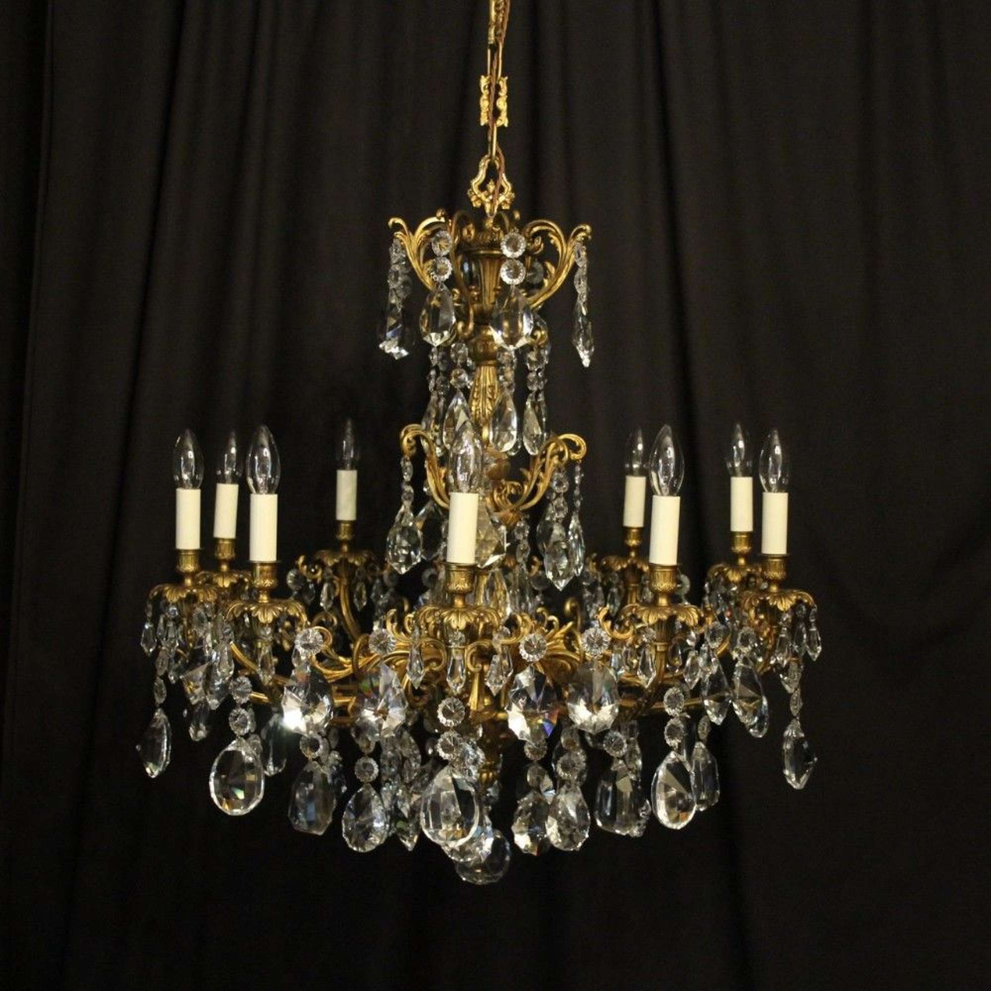 French 19th Century Gilded Bronze & Crystal Antique Chandelier