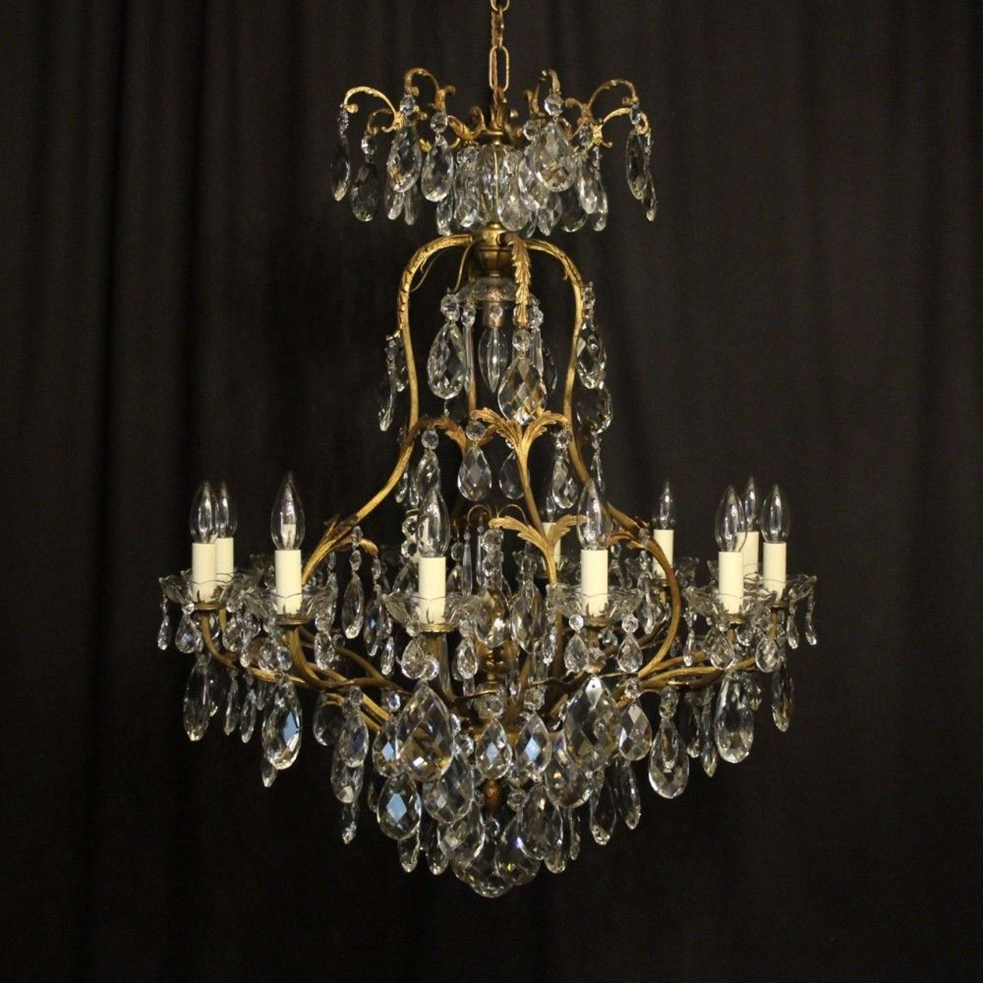 French Gilded Bronze & Crystal Antique Chandelier