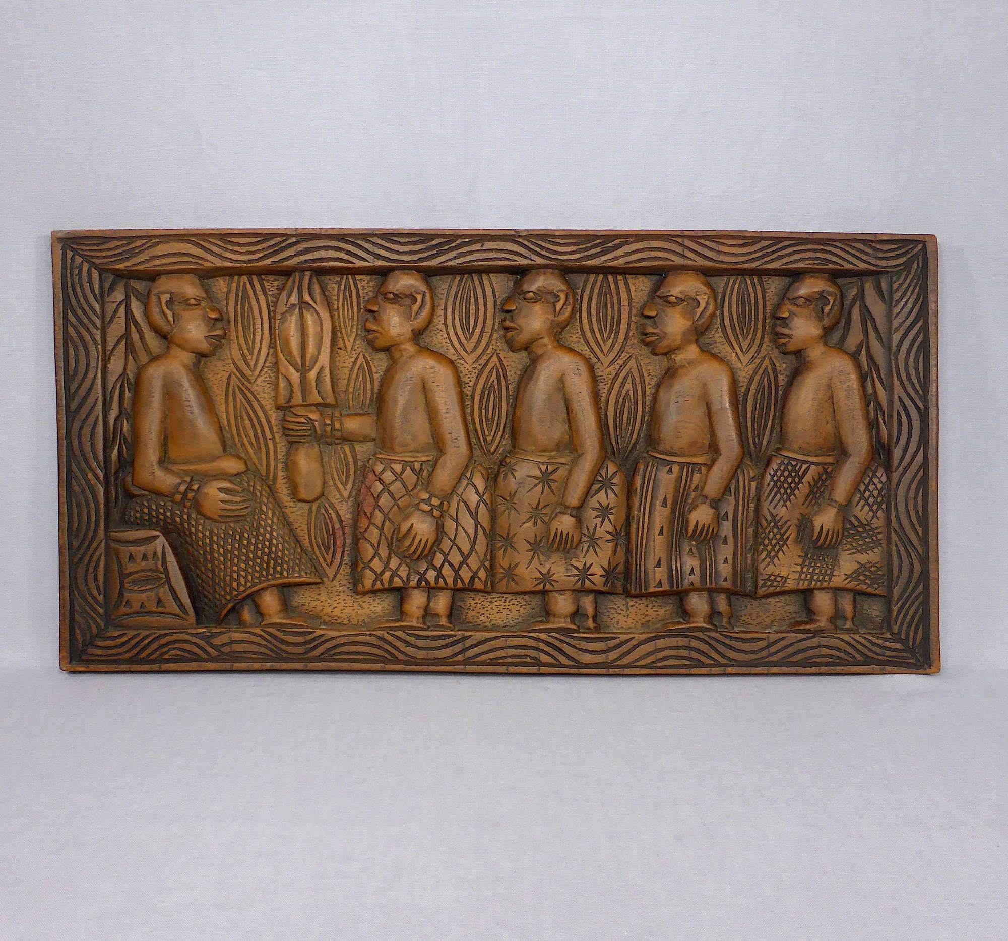 African carved wooden Yoruba panel