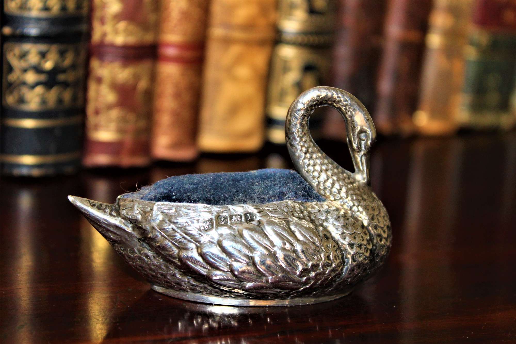A Charming English Silver Pin Cushion In The Form Of A Swan Circa 1910