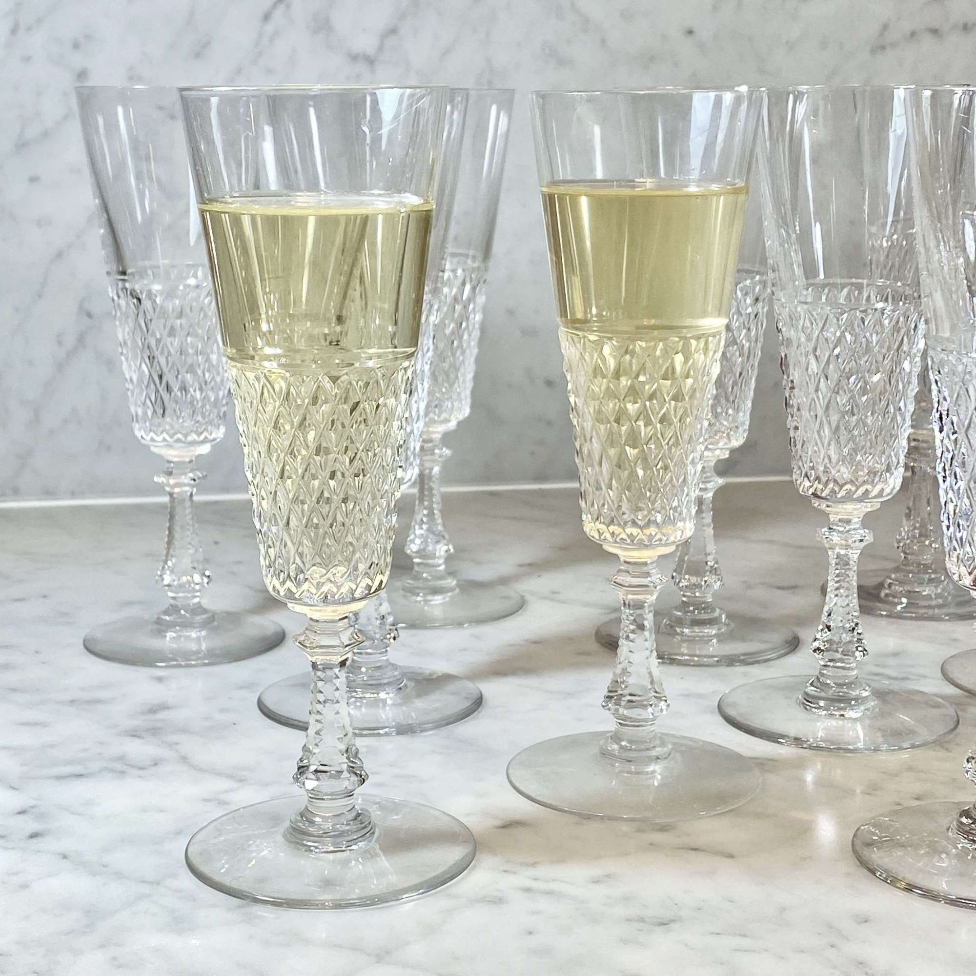 Val Saint Lambert finest crystal champagne flutes