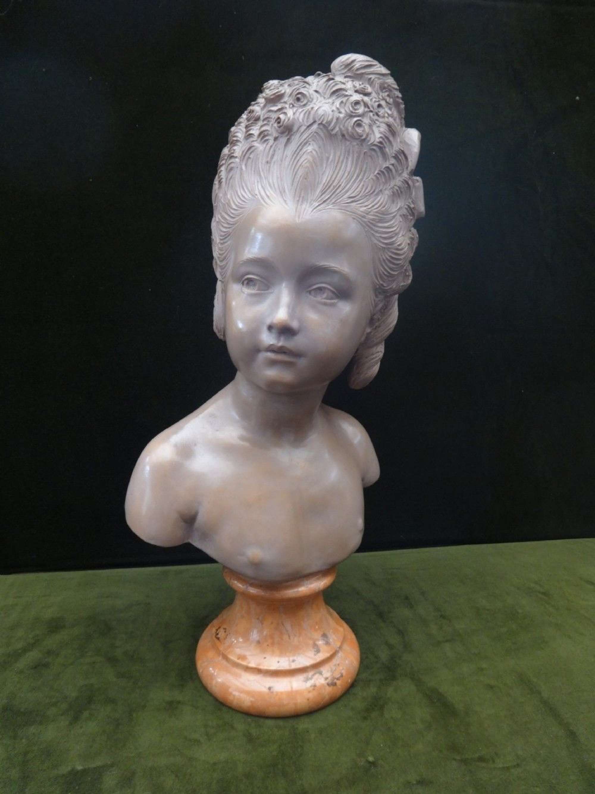 Very Pretty Ceramic Bust On Marble Soccle