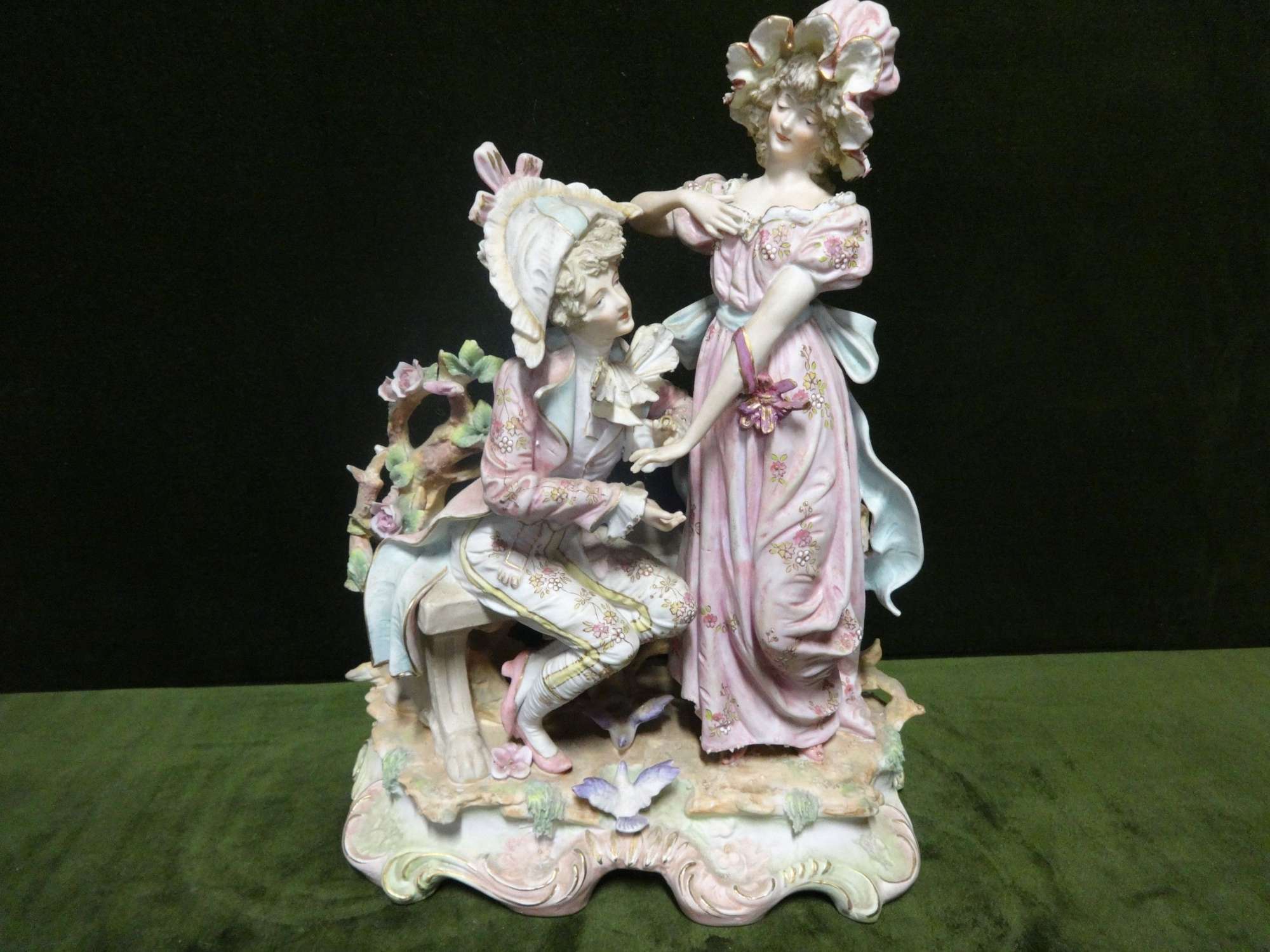 Very Pretty Victorian Bisque Figure Group Of Lovers