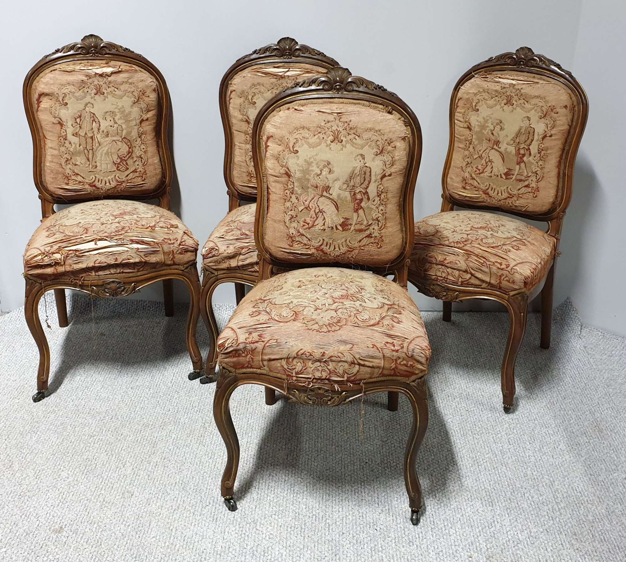 Four French Country House Salon Dining Chairs