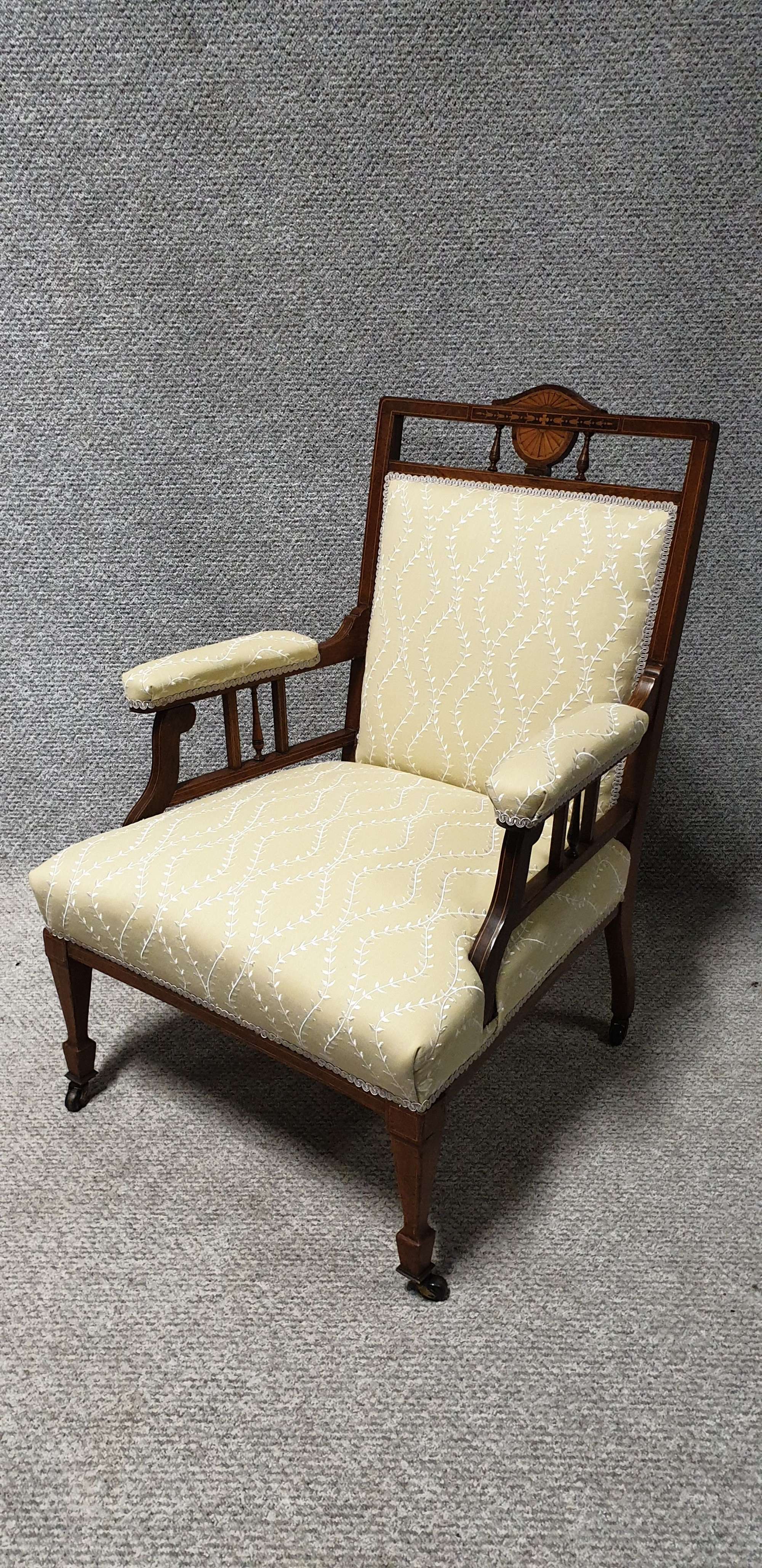 Edwardian Inlaid Antique Armchair