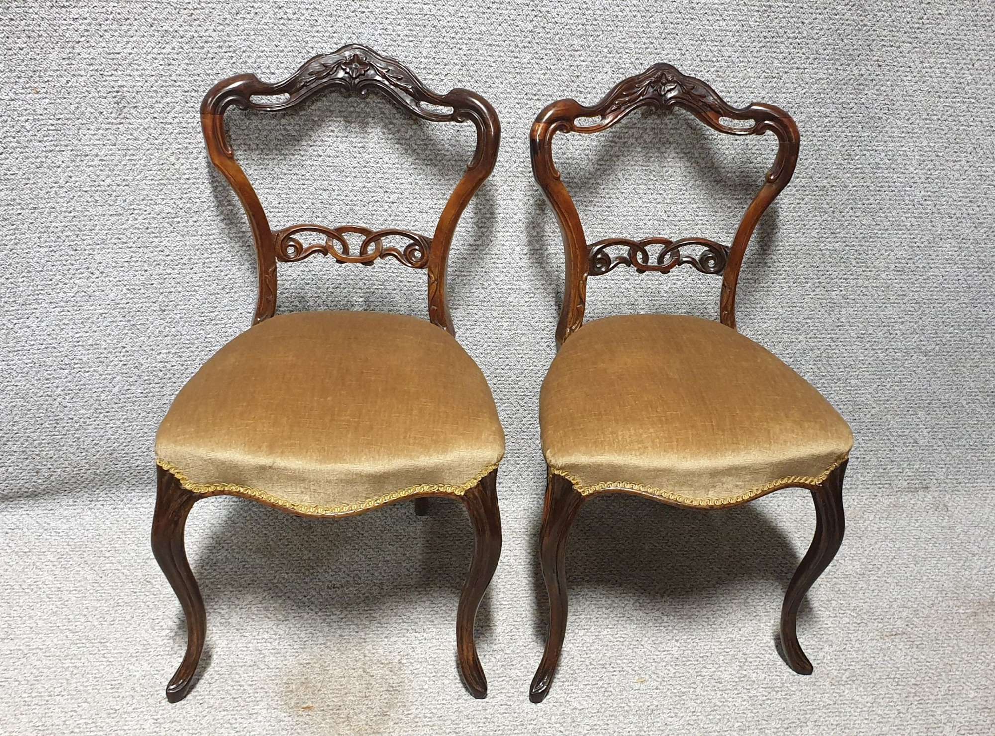 Pair Victorian Rosewood Hall Antique Chairs