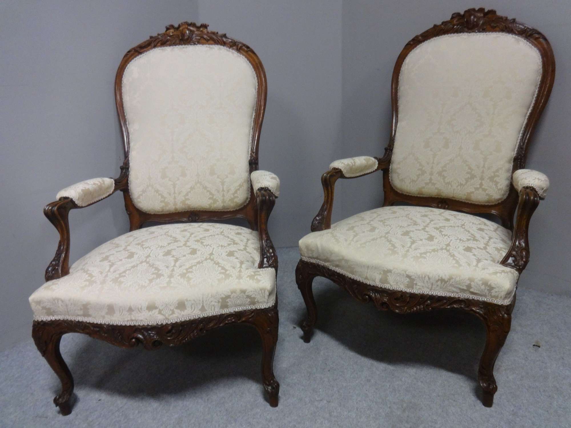 Super Pair French Upholstered Armchairs
