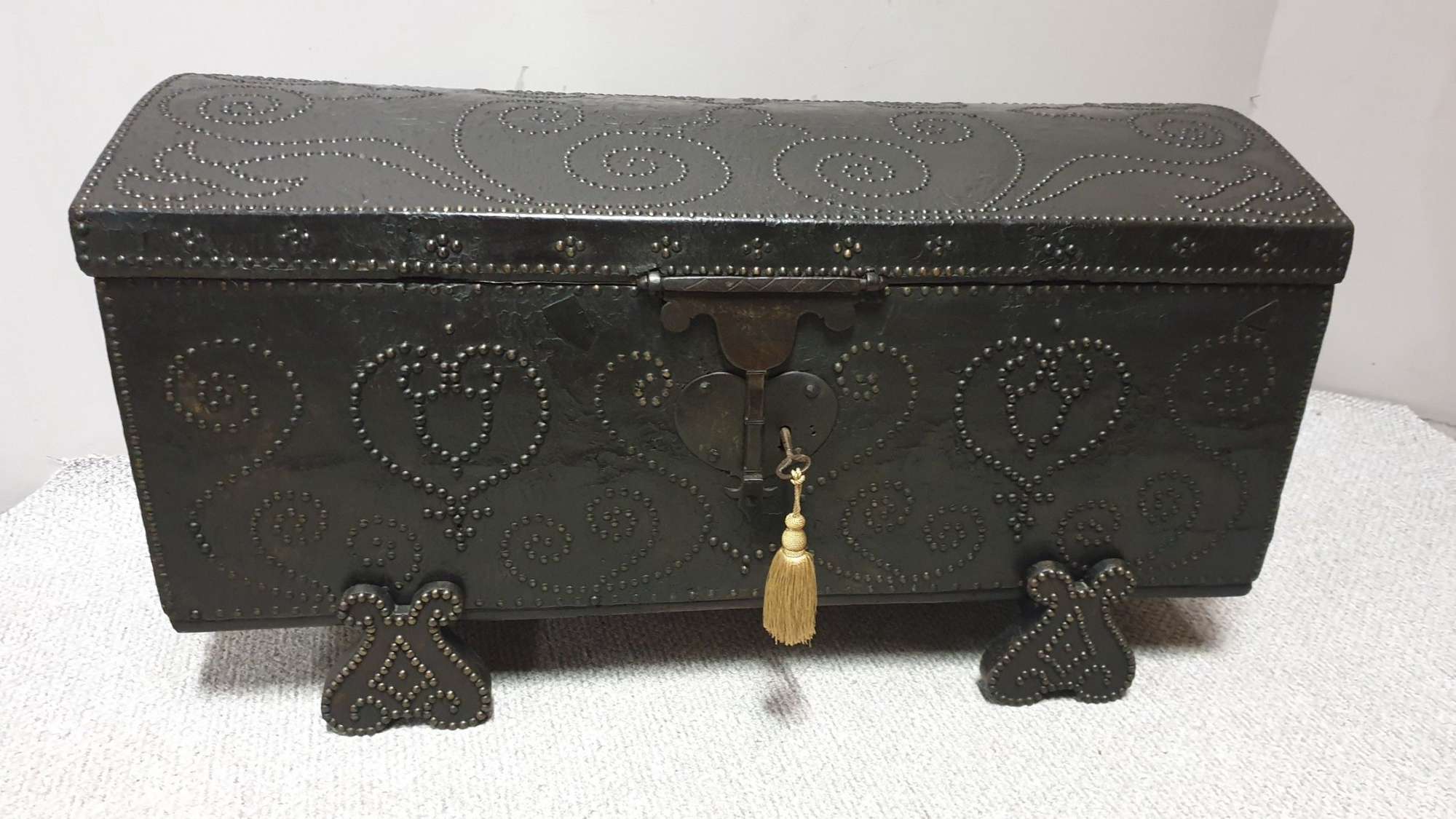 European C18th Crocodile Covered And Studded Travelling Chest