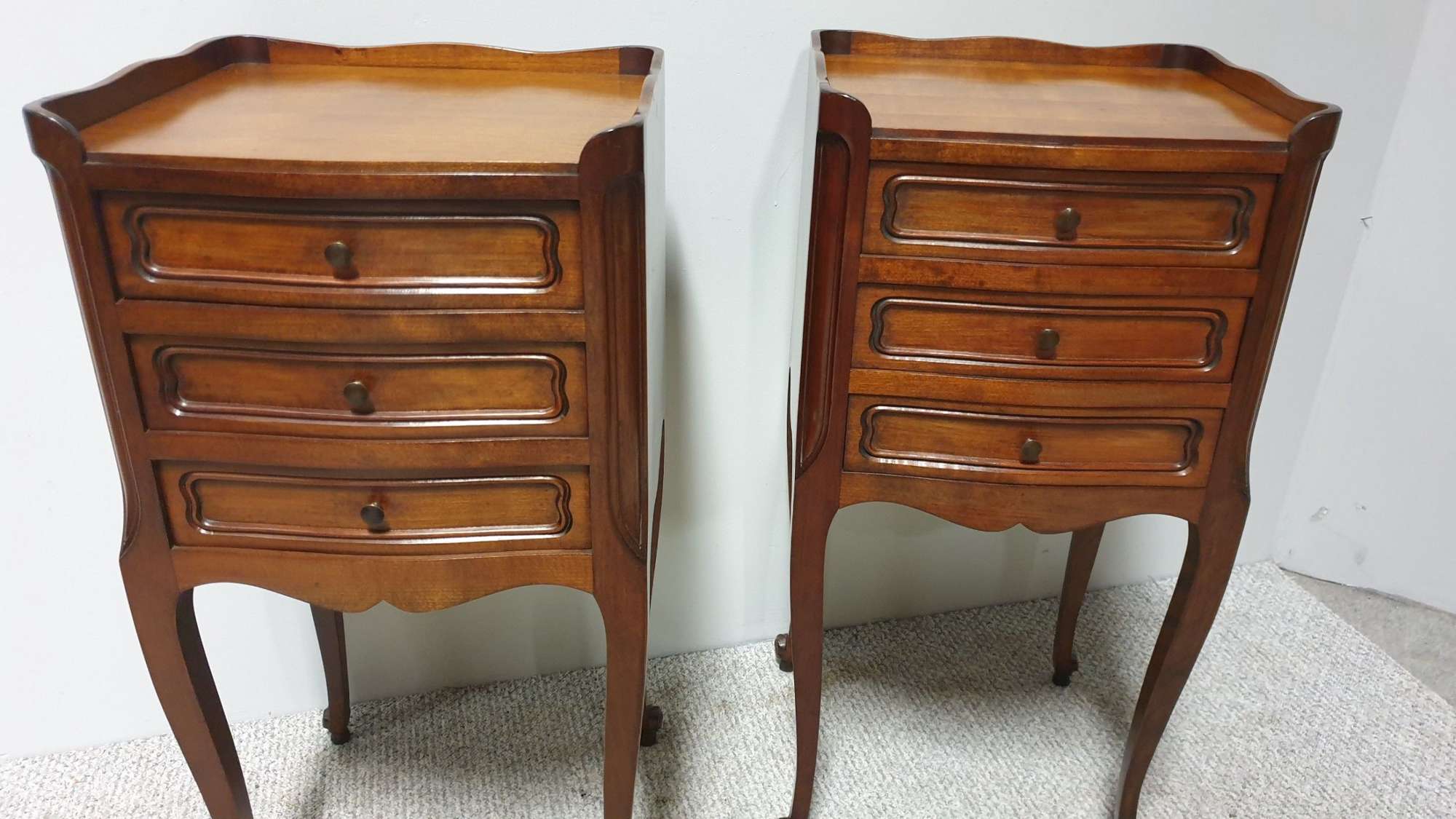 Pair French Mahogany Bedside Cabinets