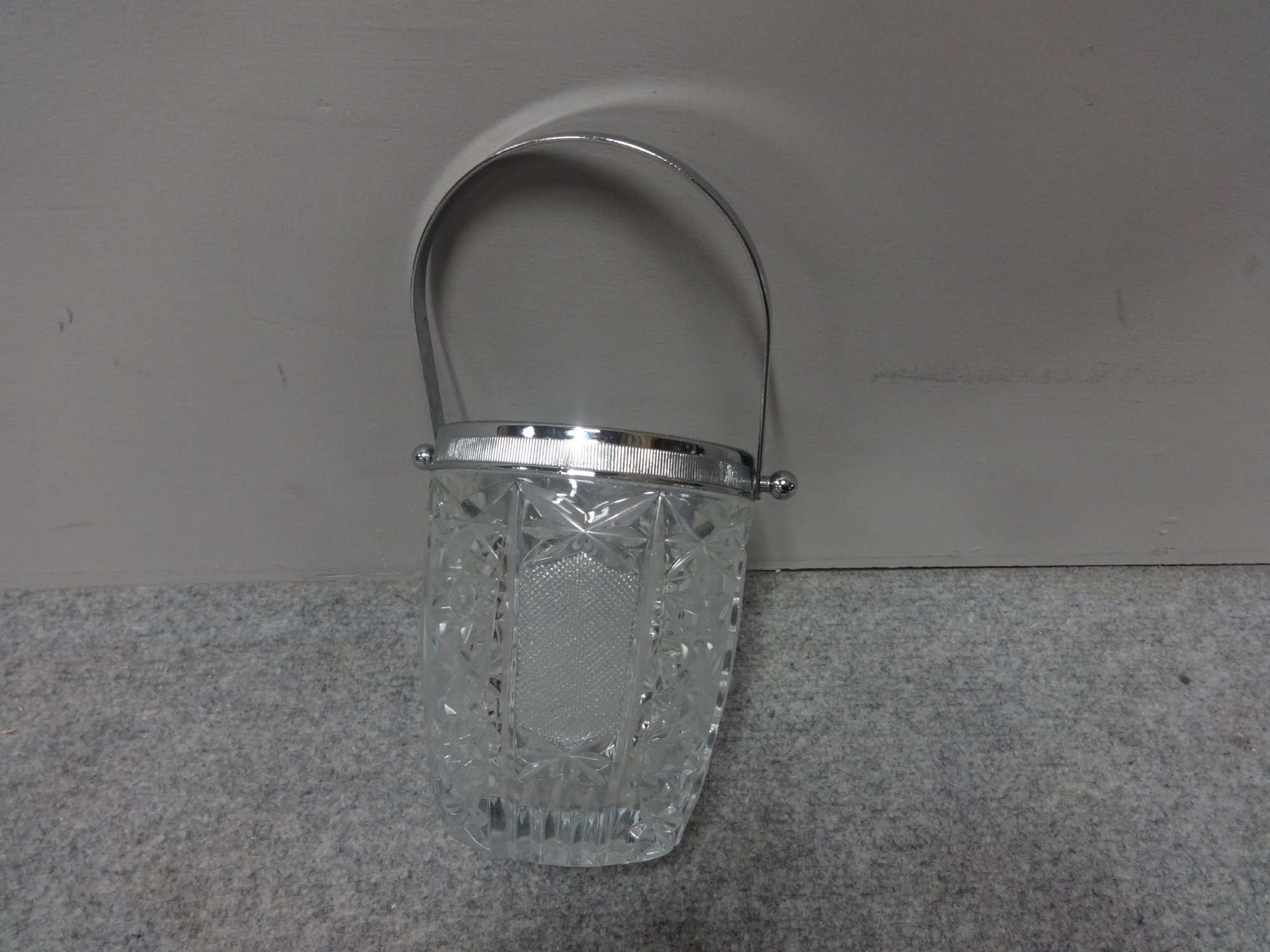 Chrome And Cut Glass Ice Bucket
