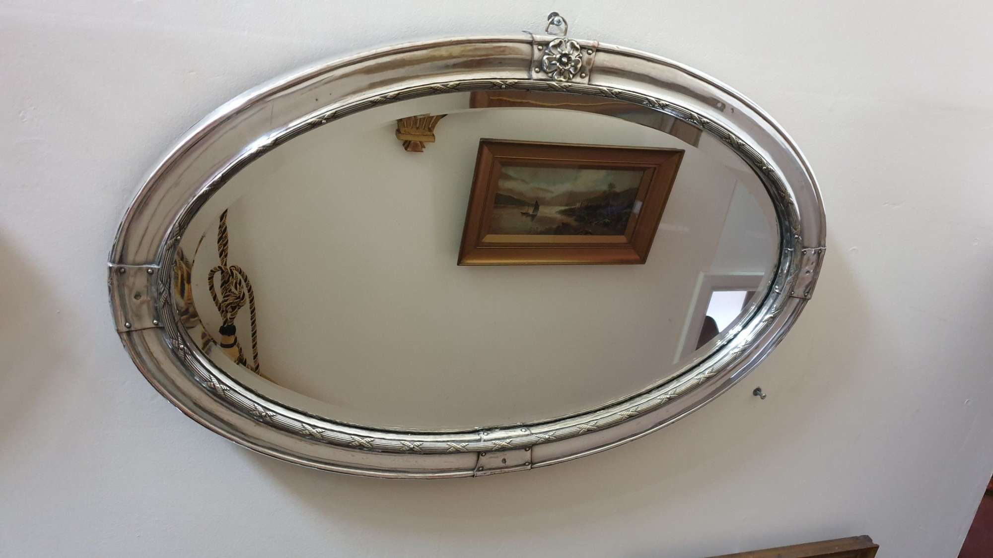 Edwardian Silver Plated Antique Mirror