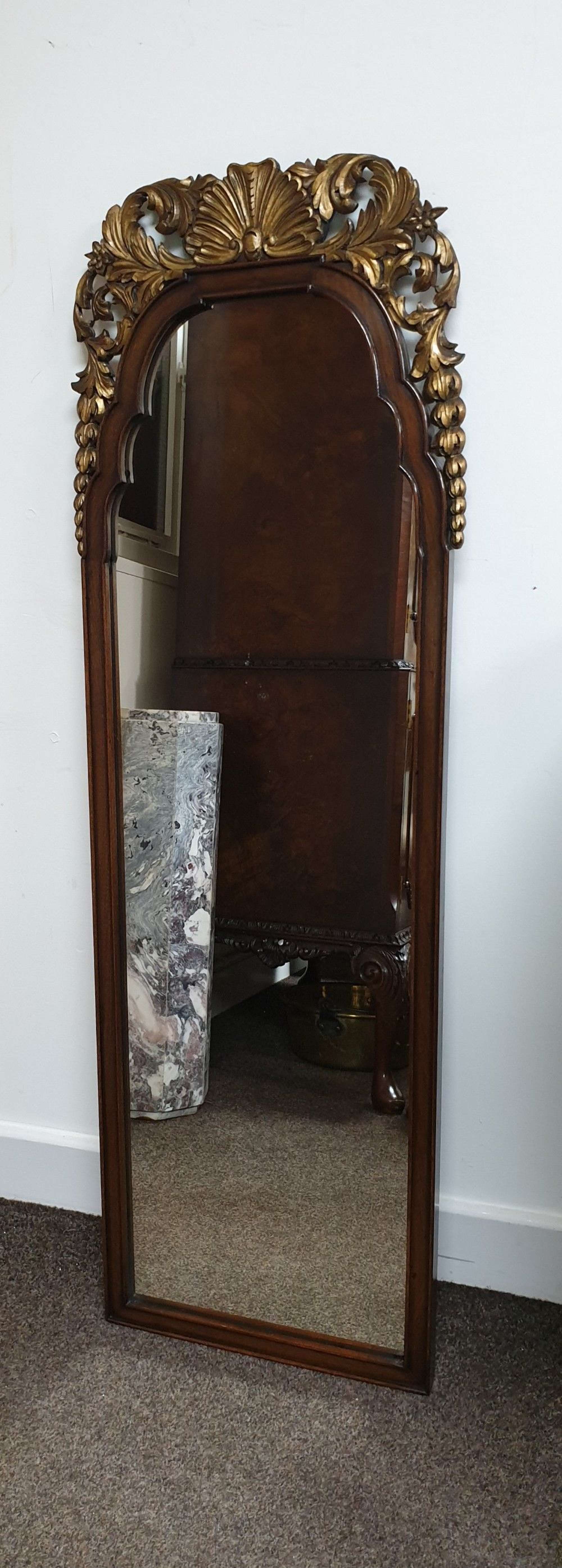 Walnut And Parcel Gilt Hall Mirror