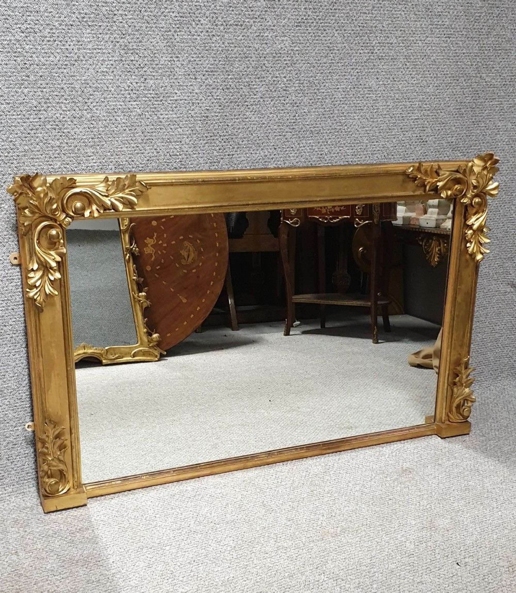 C19th Gilt Antique Overmantle Mirror
