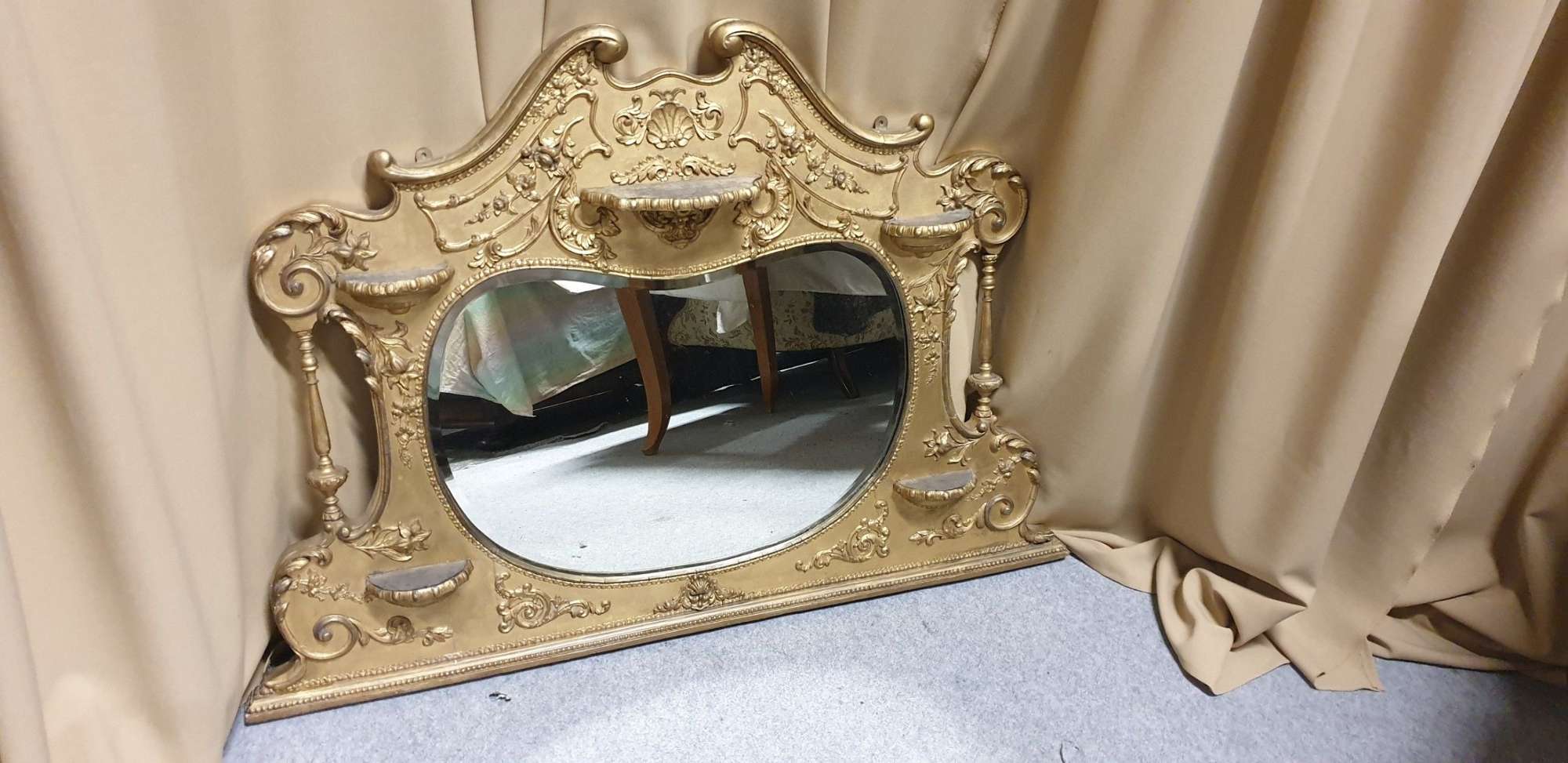 Victorian Gilt Antique Overmantle Mirror