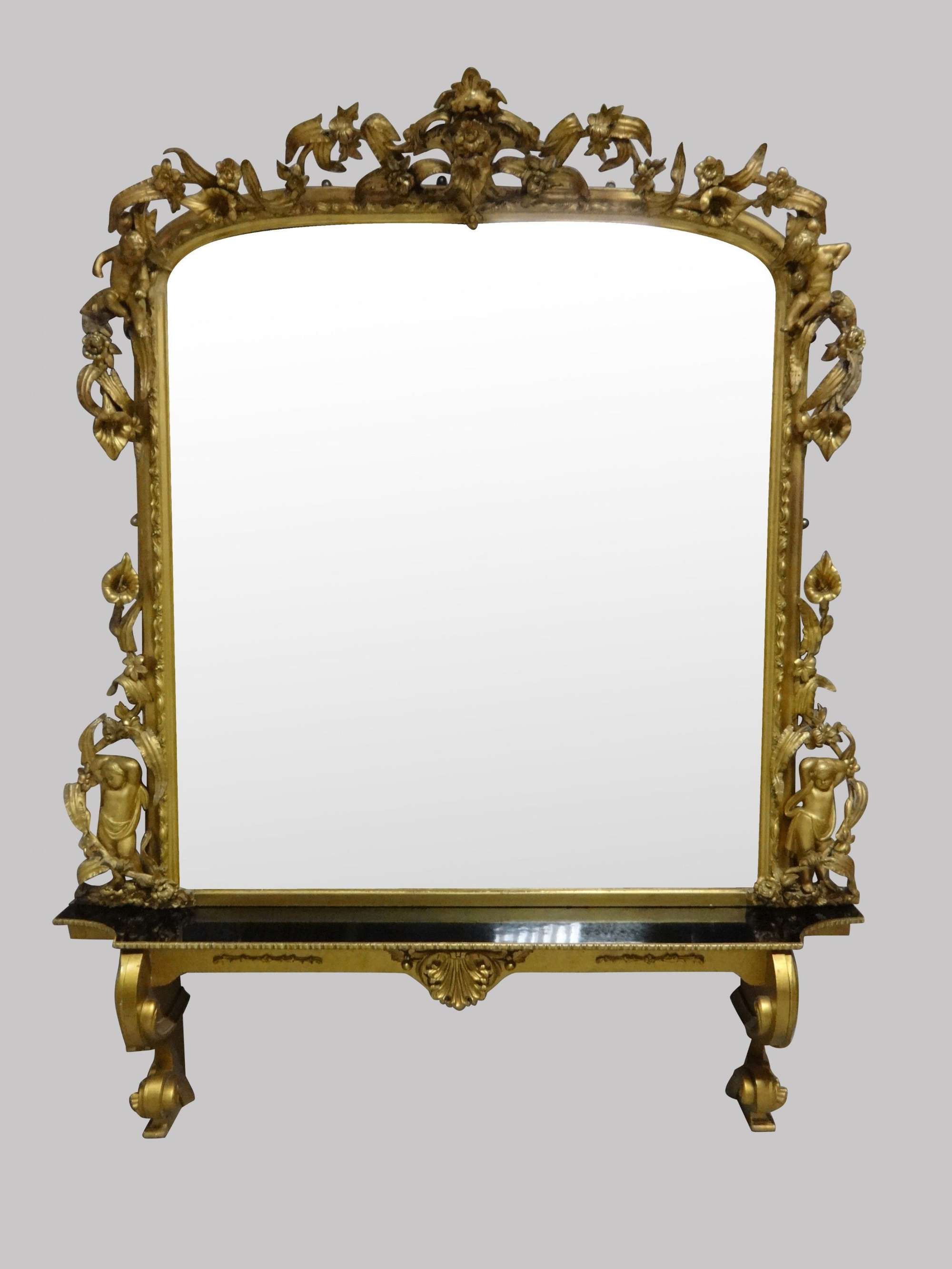 Very Rare & Impressive Victorian English Gilt Antique Overmantle Mirror