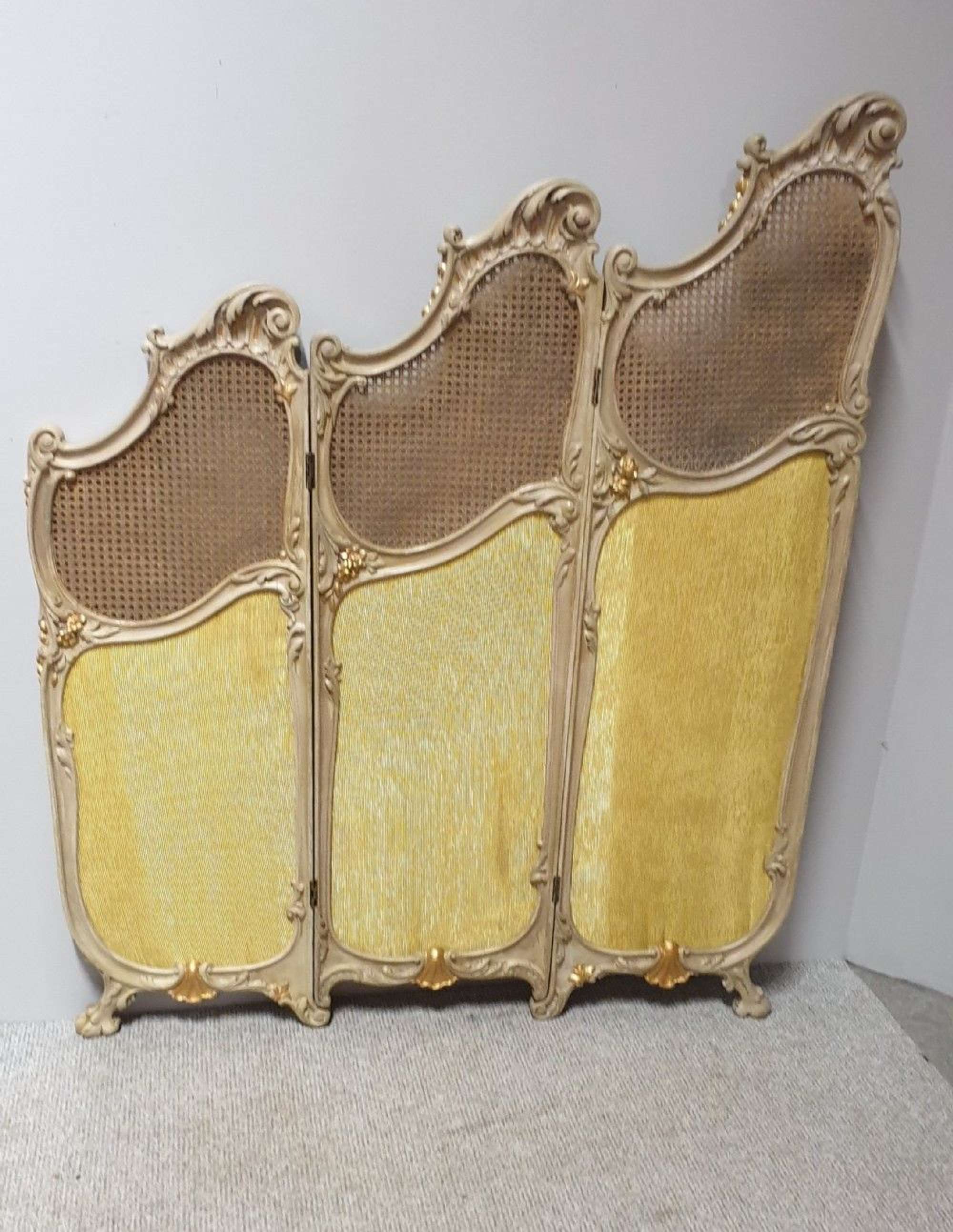 French Painted Three Fold Screen