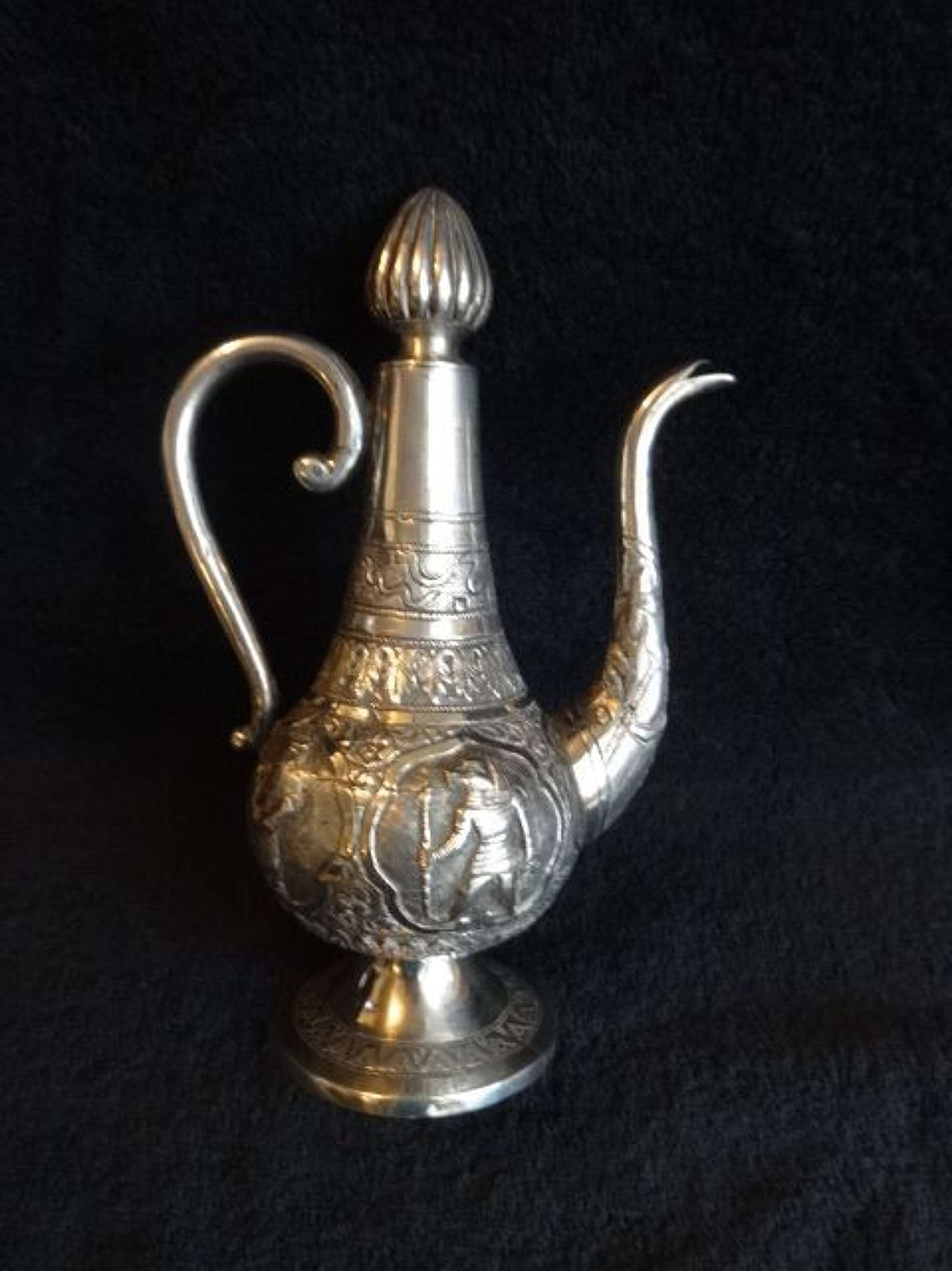 Exquisite C19th Indian Silver Coffee Pot