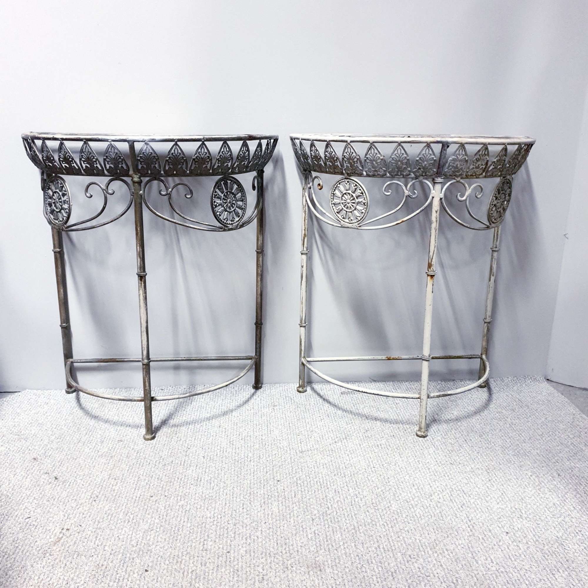 Pair French Metal Console Tables