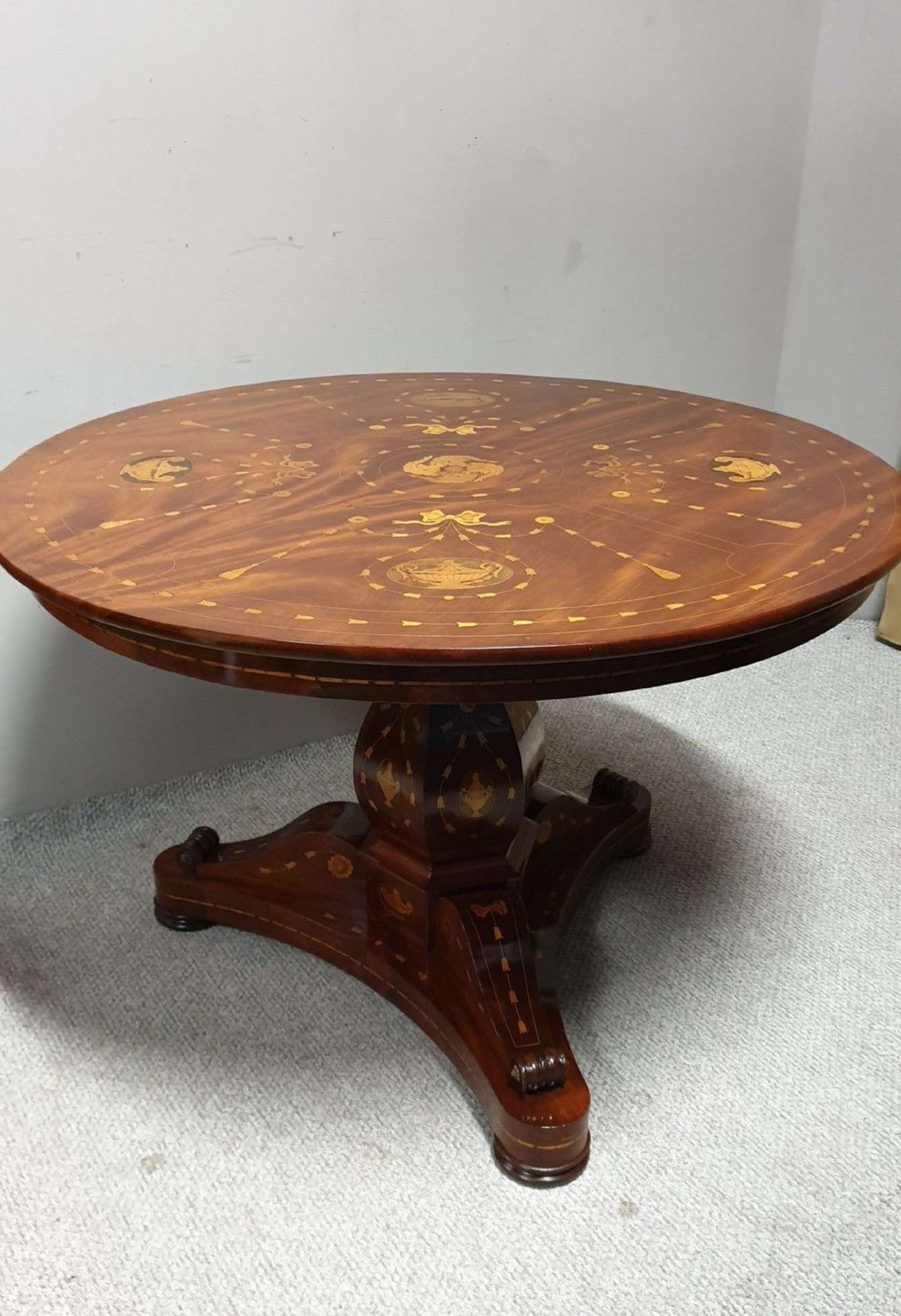 Superb French Marquetry Center Dining Table