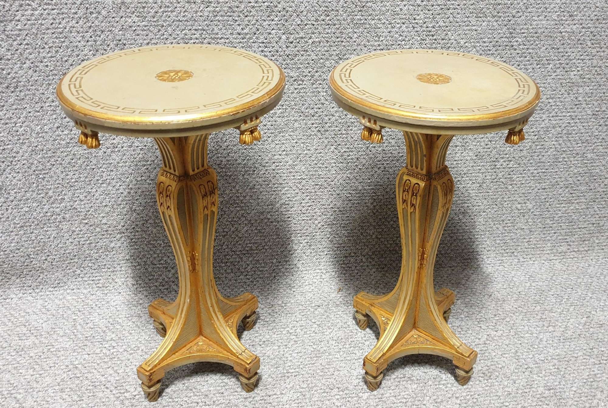 Pair Painted Wine Lamp Tables