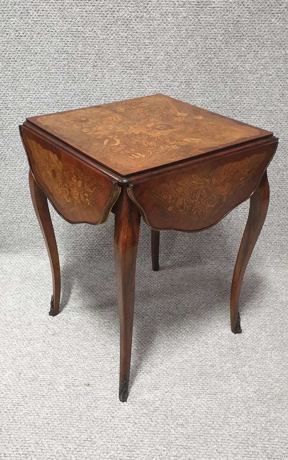English Marquetry Drop Flap Table