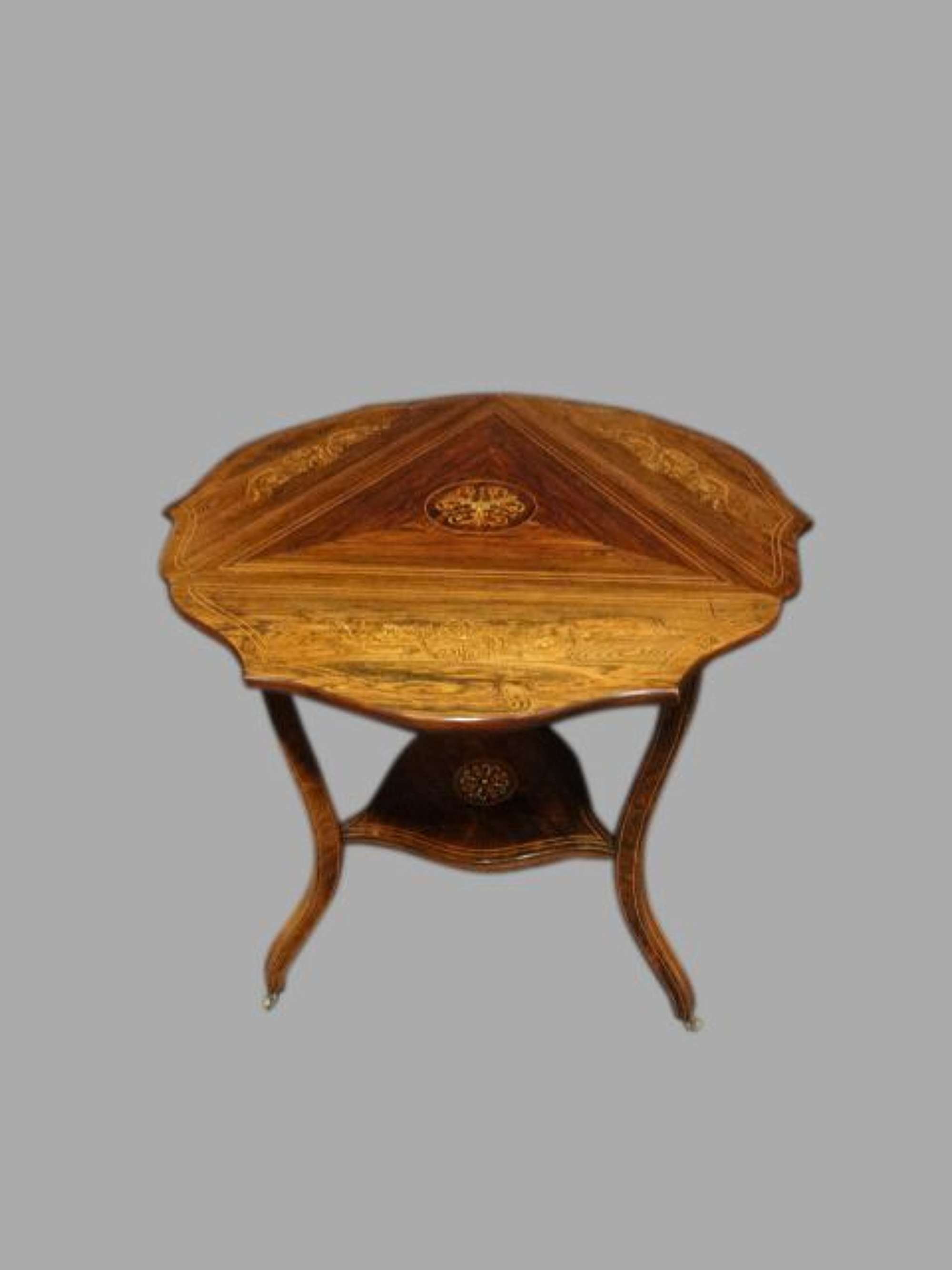 Top Quality Rosewood Inlaid Dropleaf Occasional Table