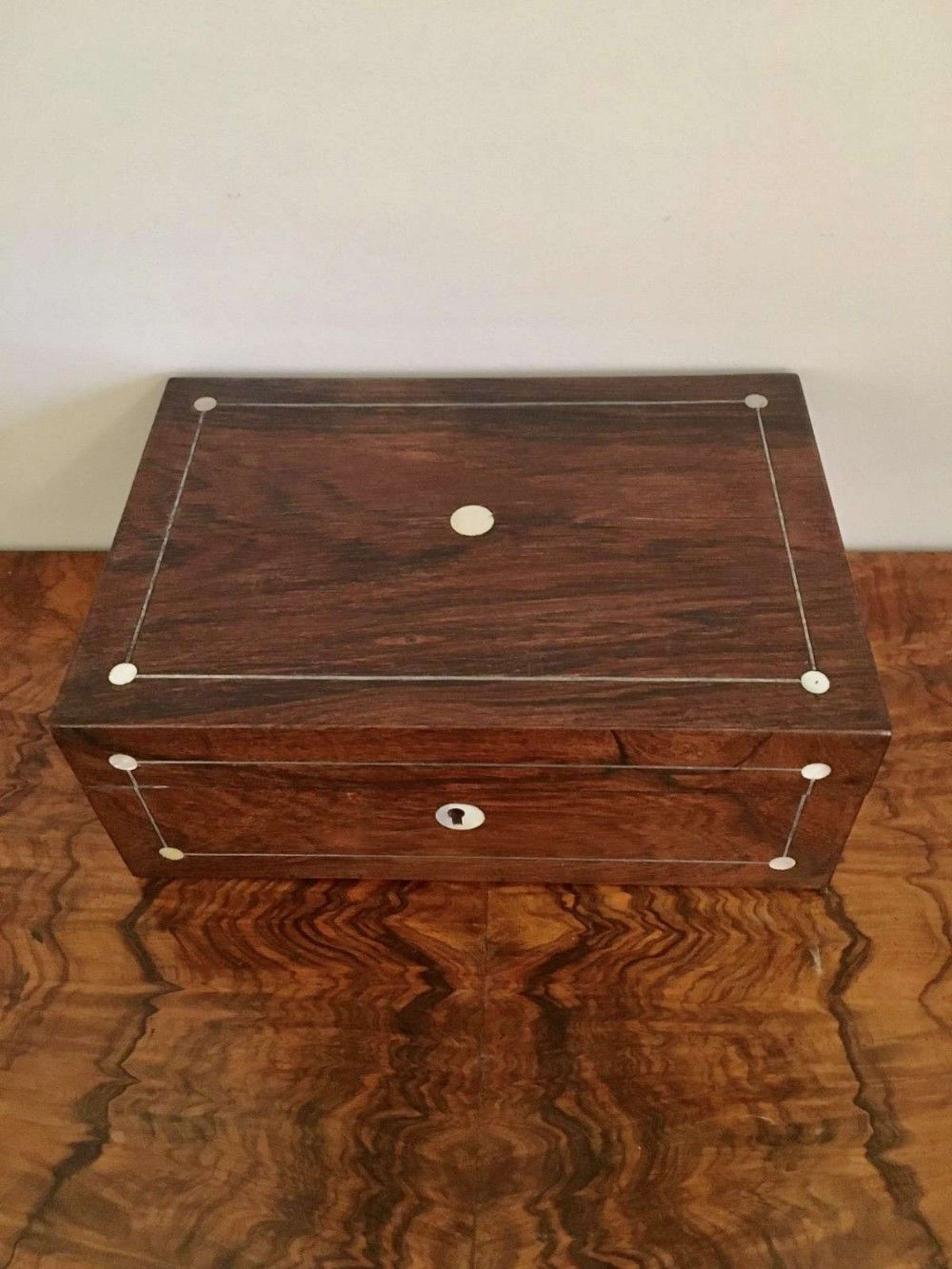 Victorian Rosewood & Mother-of-pearl Jewellery/sewing Box