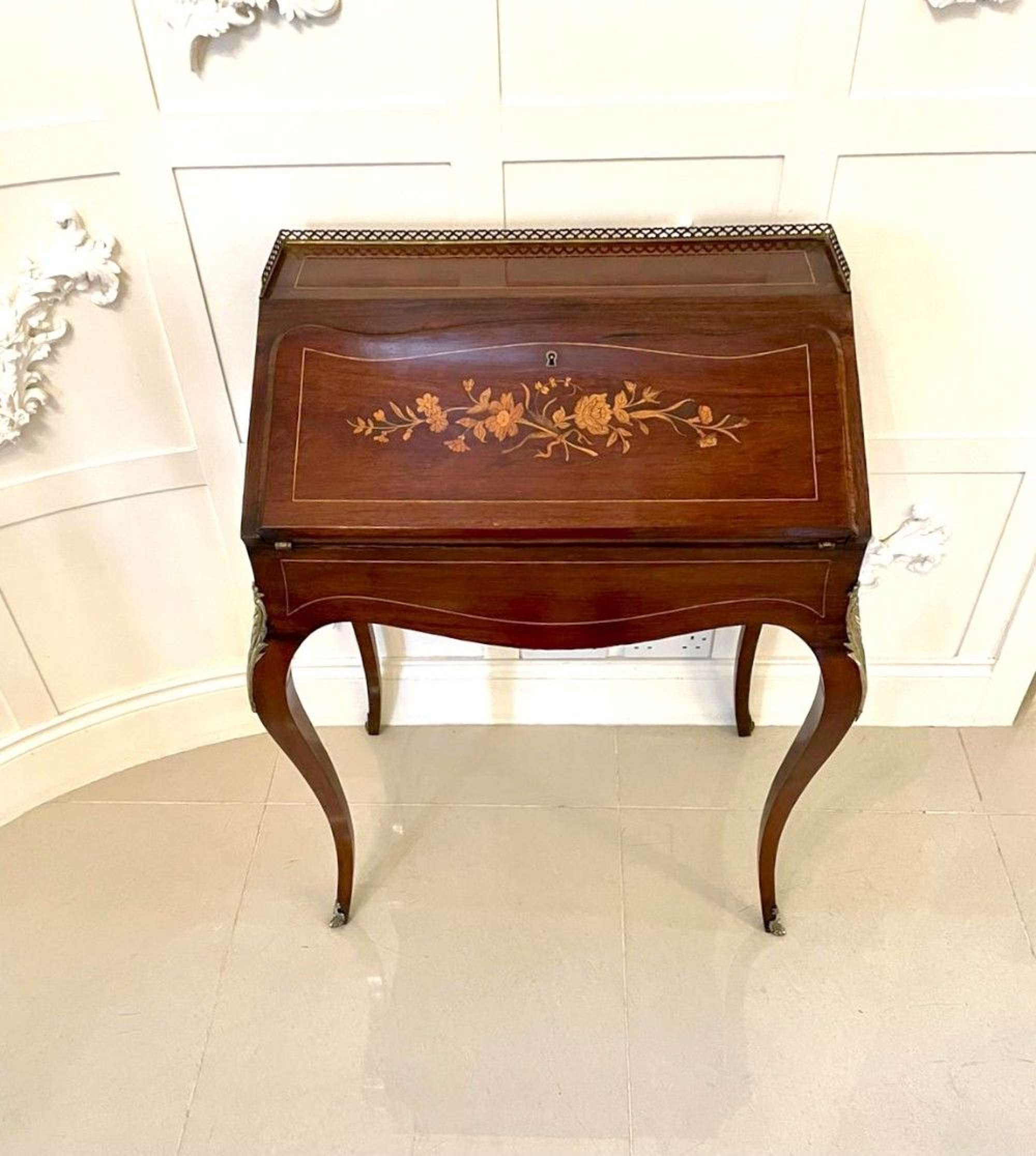 Antique Victorian French Inlaid Rosewood Freestanding Bureau
