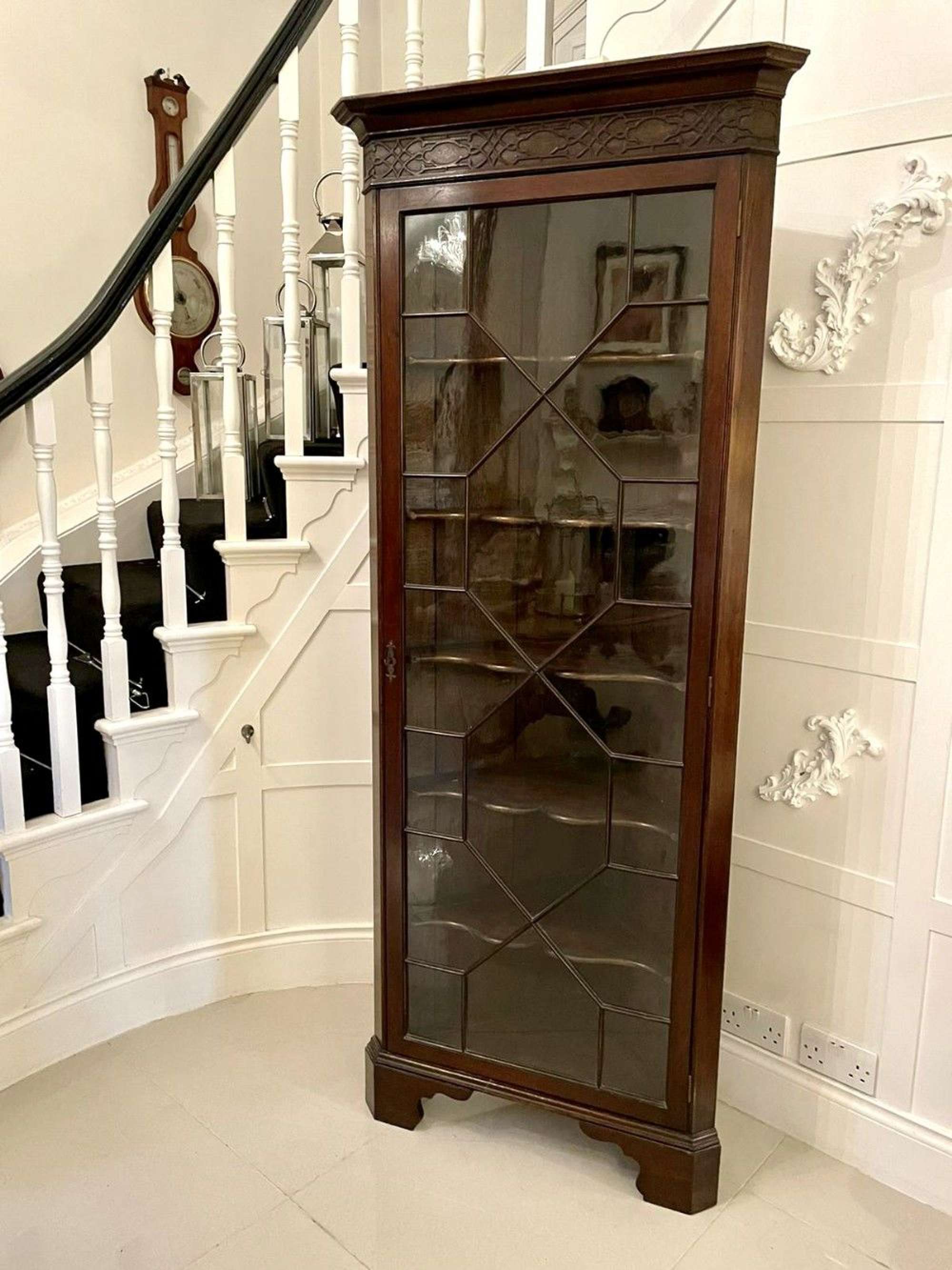 Quality Antique Edwardian Mahogany Corner Display Cabinet