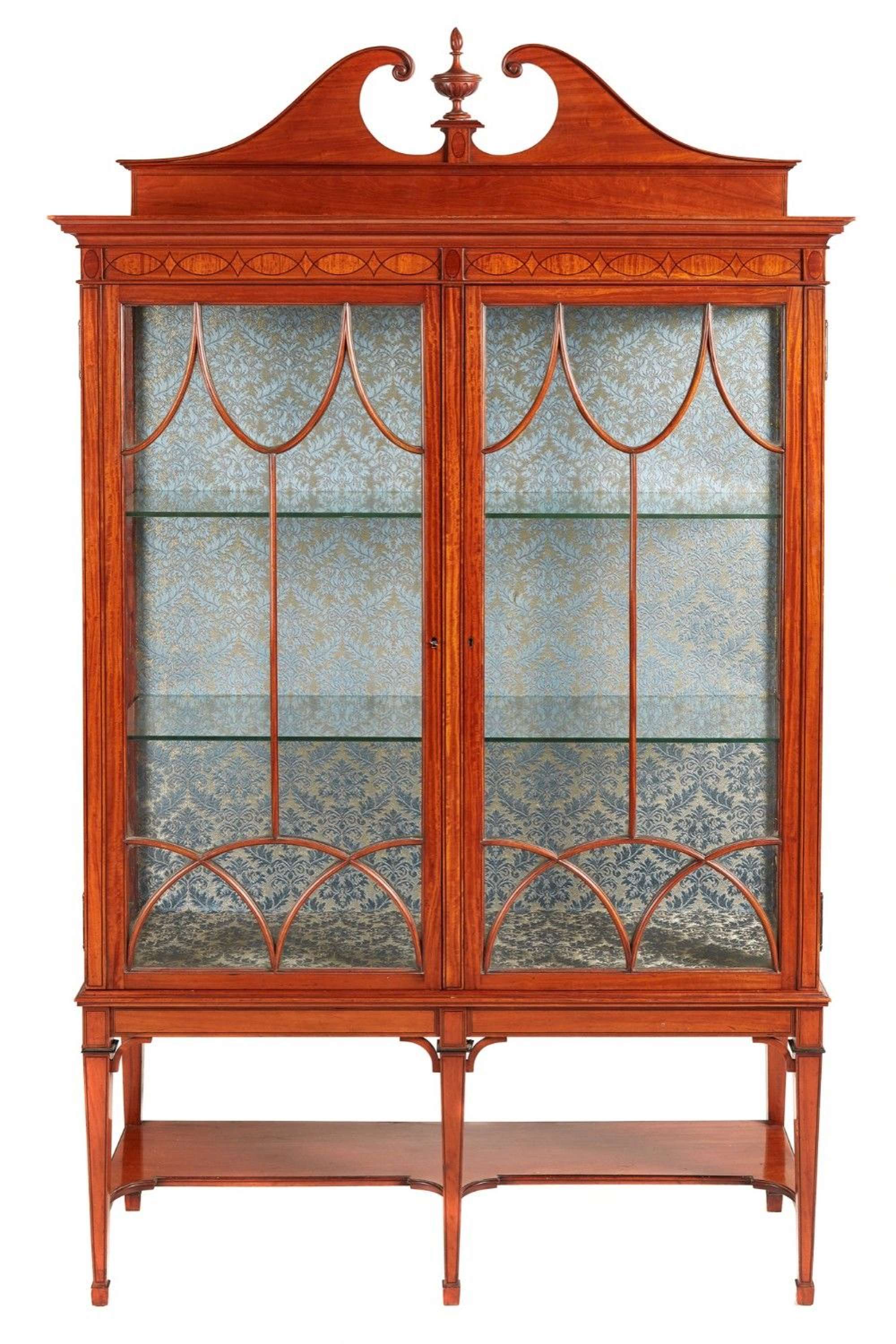 A Fine And Outstanding Quality Inlaid Satinwood Display Cabinet