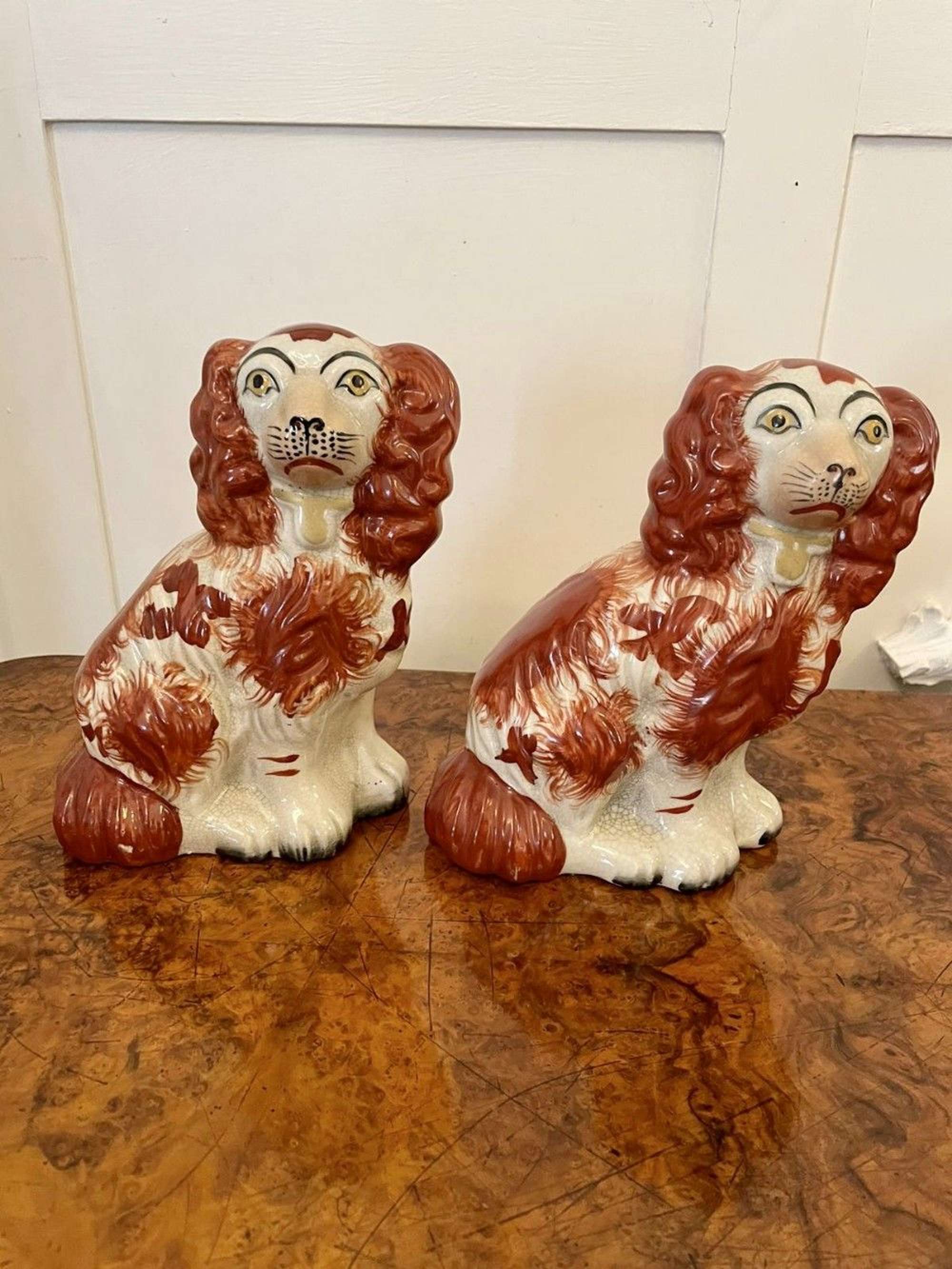 Pair Of Antique Victorian Staffordshire Dogs