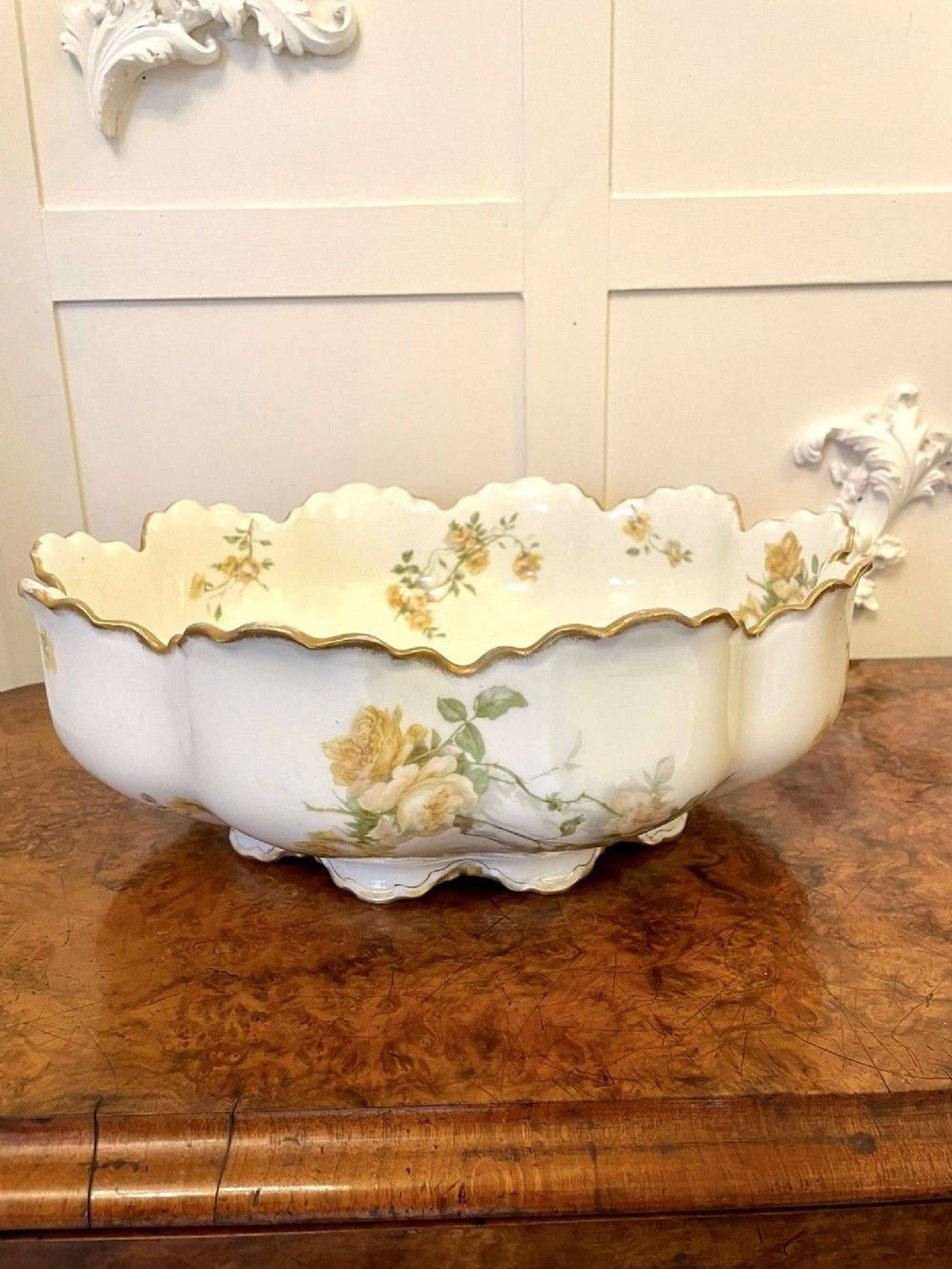 Quality Large Antique Victorian French Hand Painted Porcelain Fruit Bo
