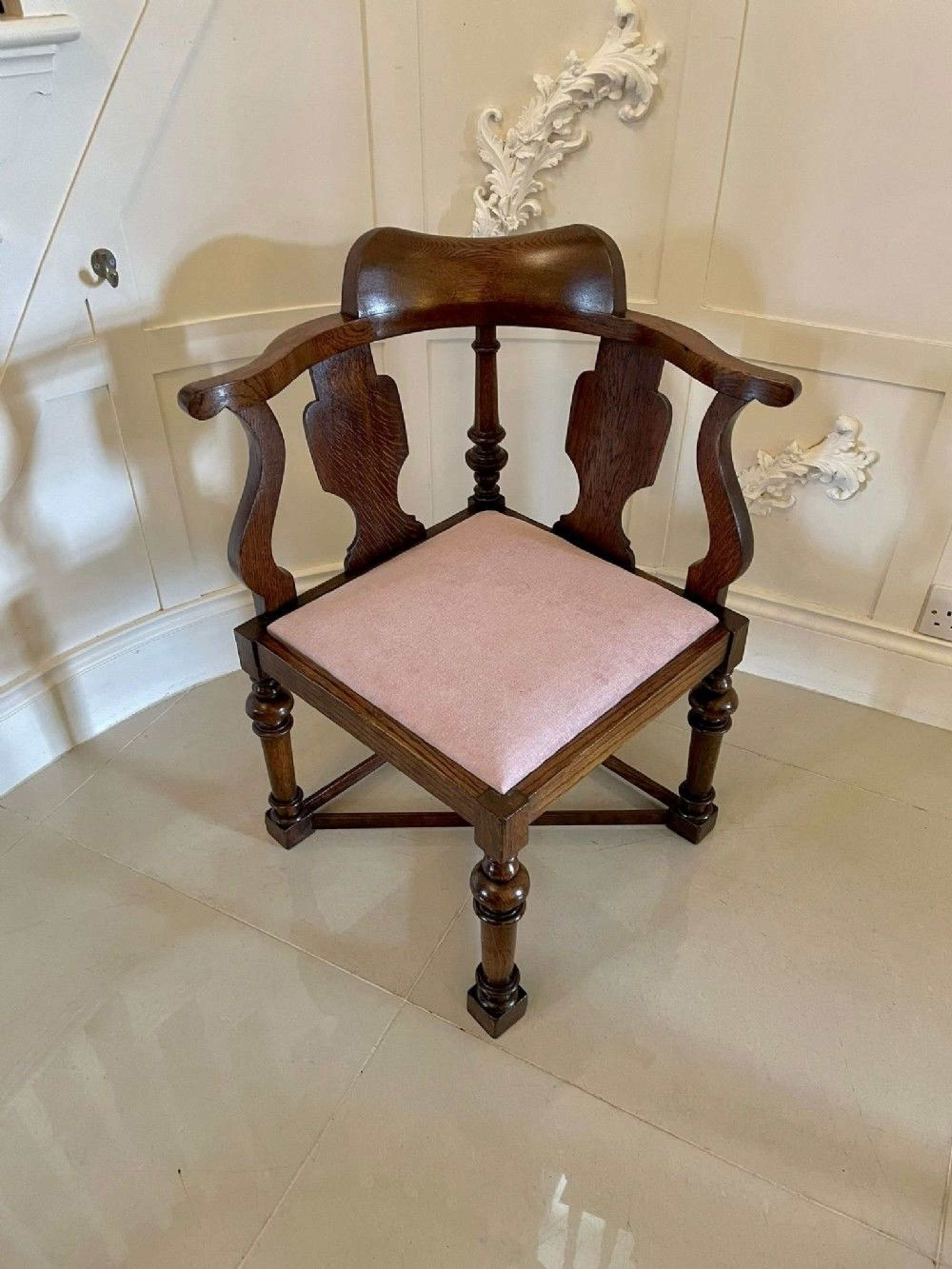 Unusual Antique Victorian Oak Corner Chair