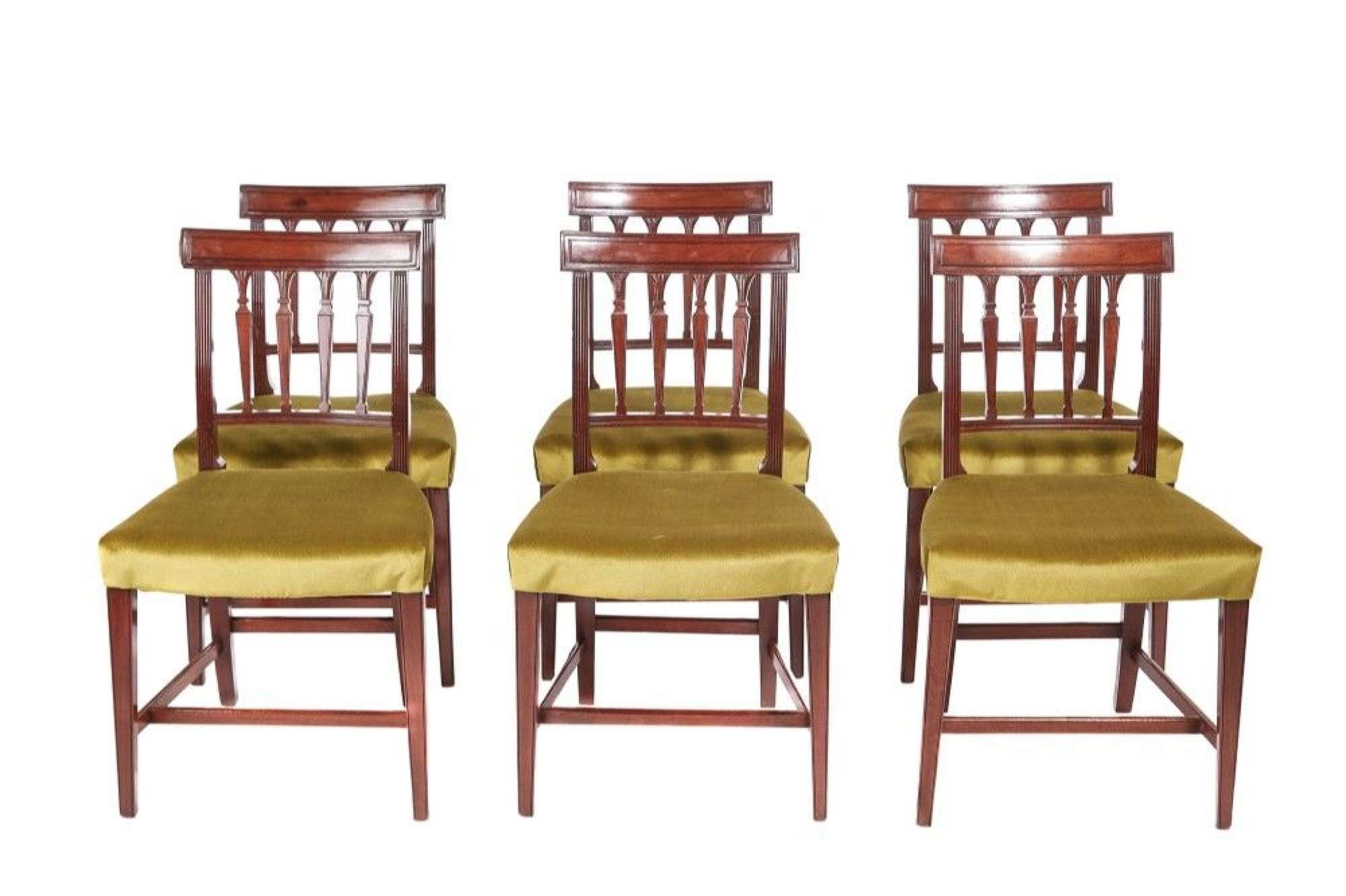 Fine Quality Antique George Iii Set Of Six Mahogany Dining Chairs