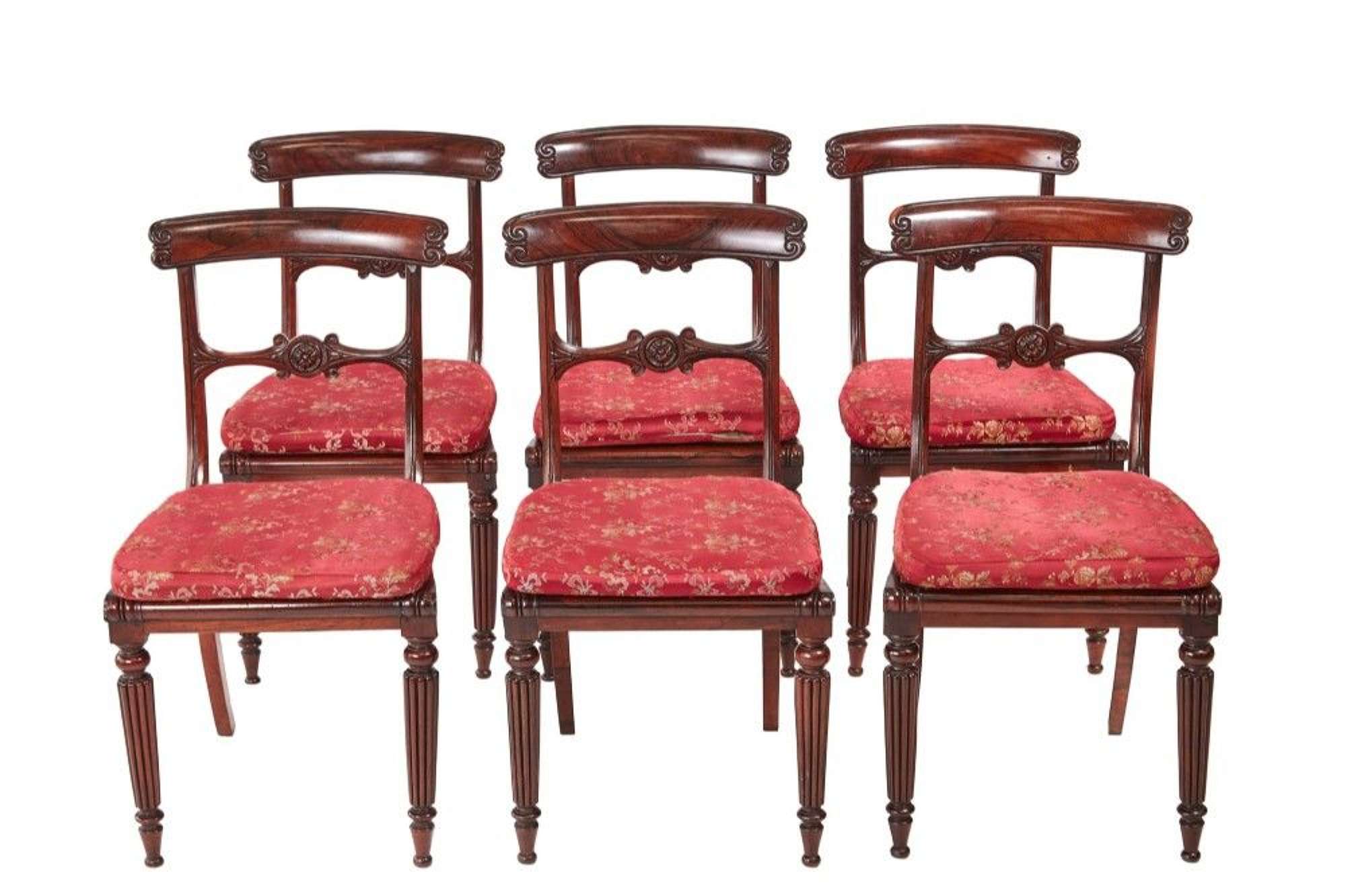 Quality Set Of Six William Iv Rosewood Antique Dining Chairs
