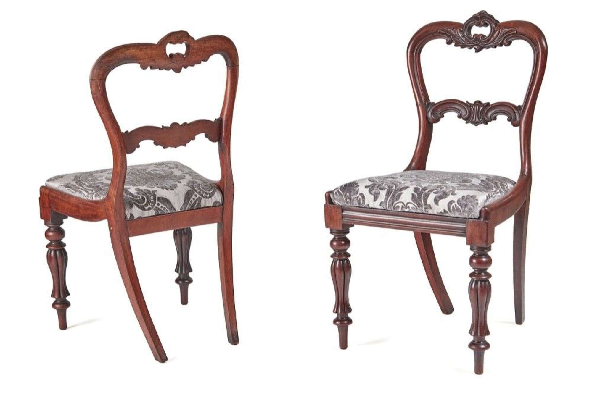 Quality Pair Of William Iv Carved Rosewood Side/desk Chairs C.1830